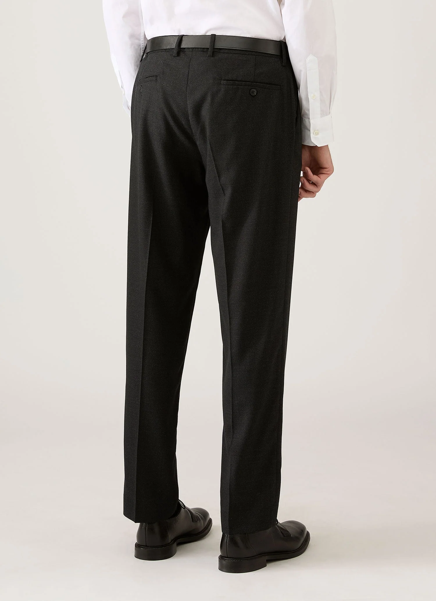 Men's Lightweight Travel Wool Trouser in Dark Charcoal Melange - Image 5