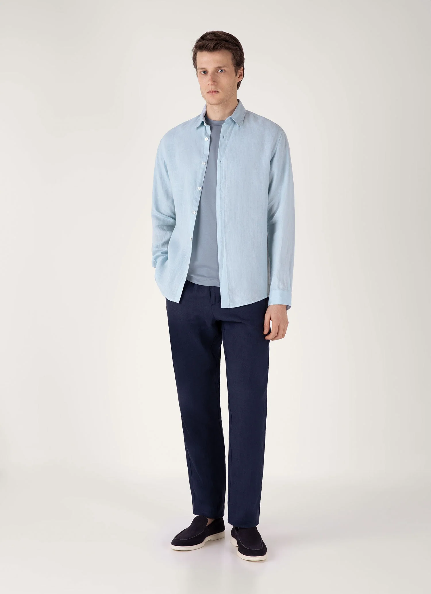 Men's Linen Drawstring Trouser in Light Navy - Image 3