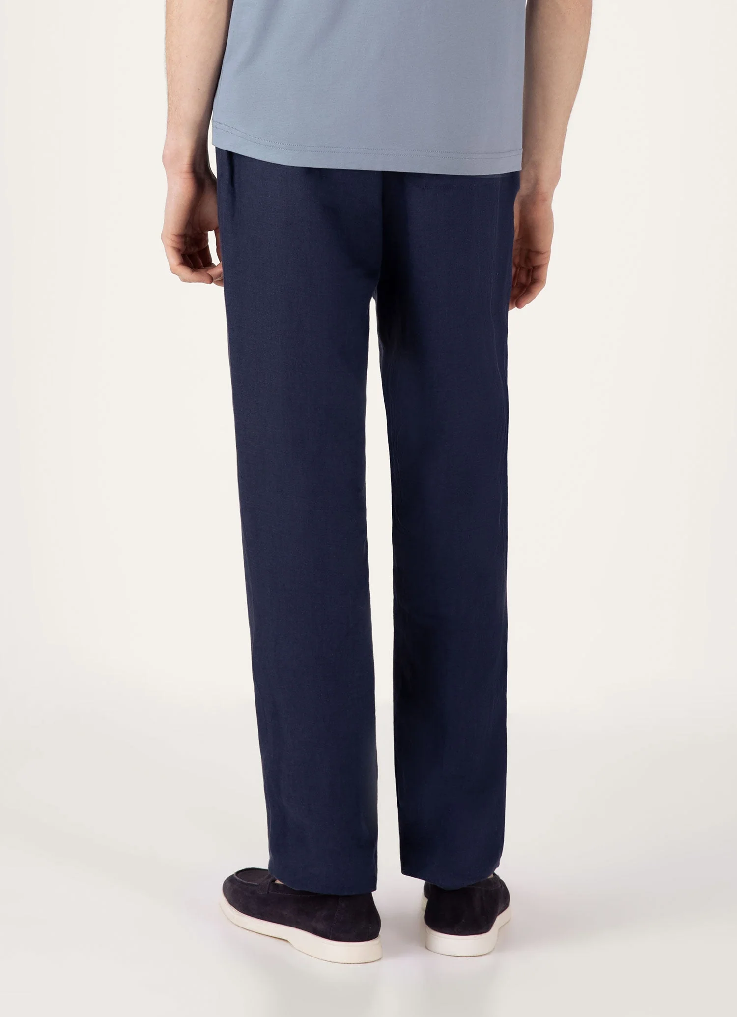 Men's Linen Drawstring Trouser in Light Navy - Image 5