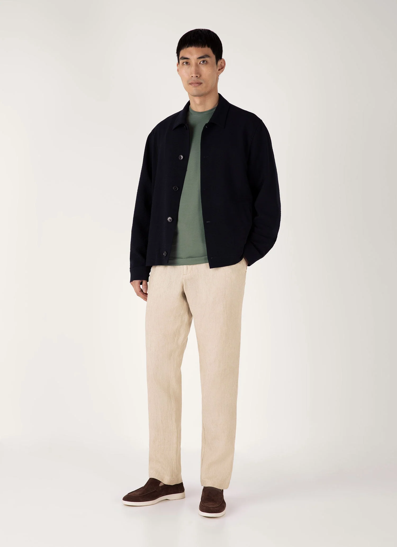 Men's Linen Drawstring Trouser in Light Sand - Image 3
