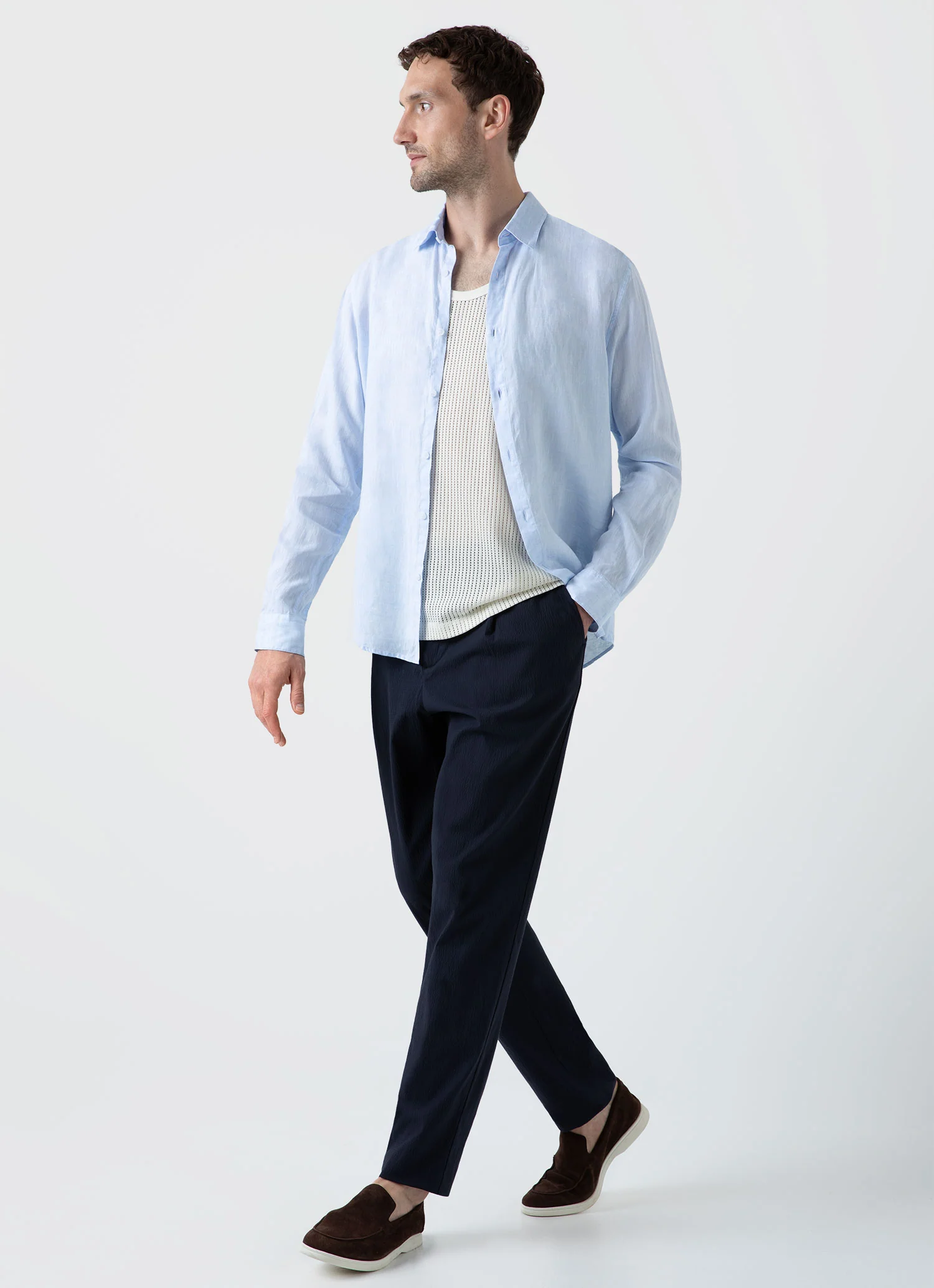 Men's Linen Shirt in Light Blue - Image 3