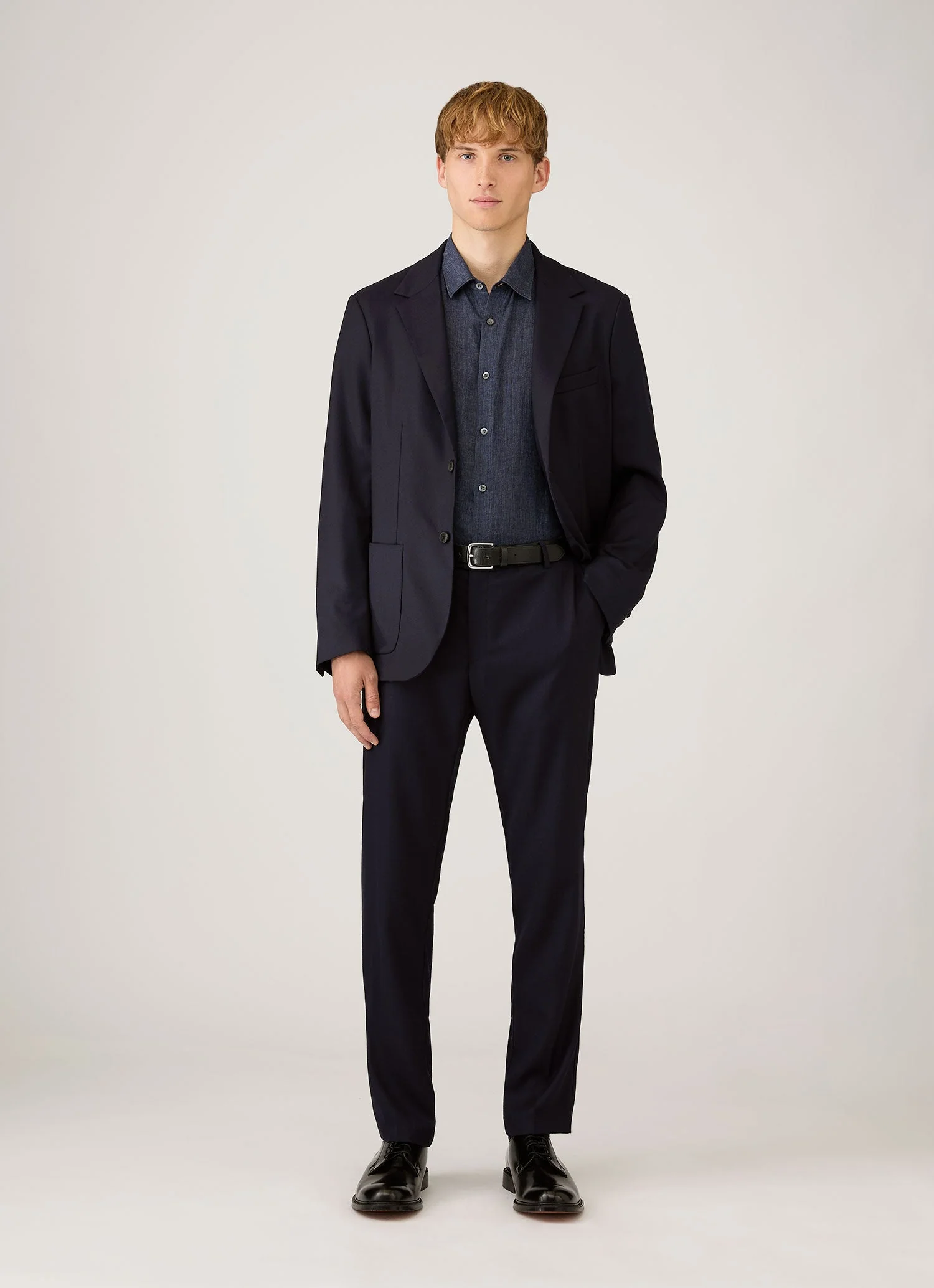 Men's Linen Shirt in Navy Melange - Image 3
