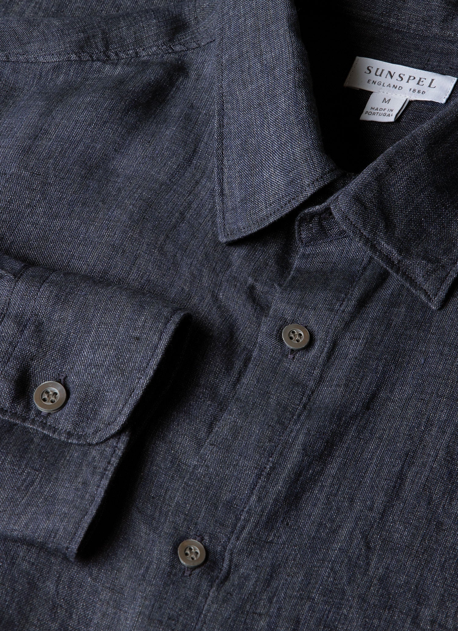 Men's Linen Shirt in Navy Melange - Image 4