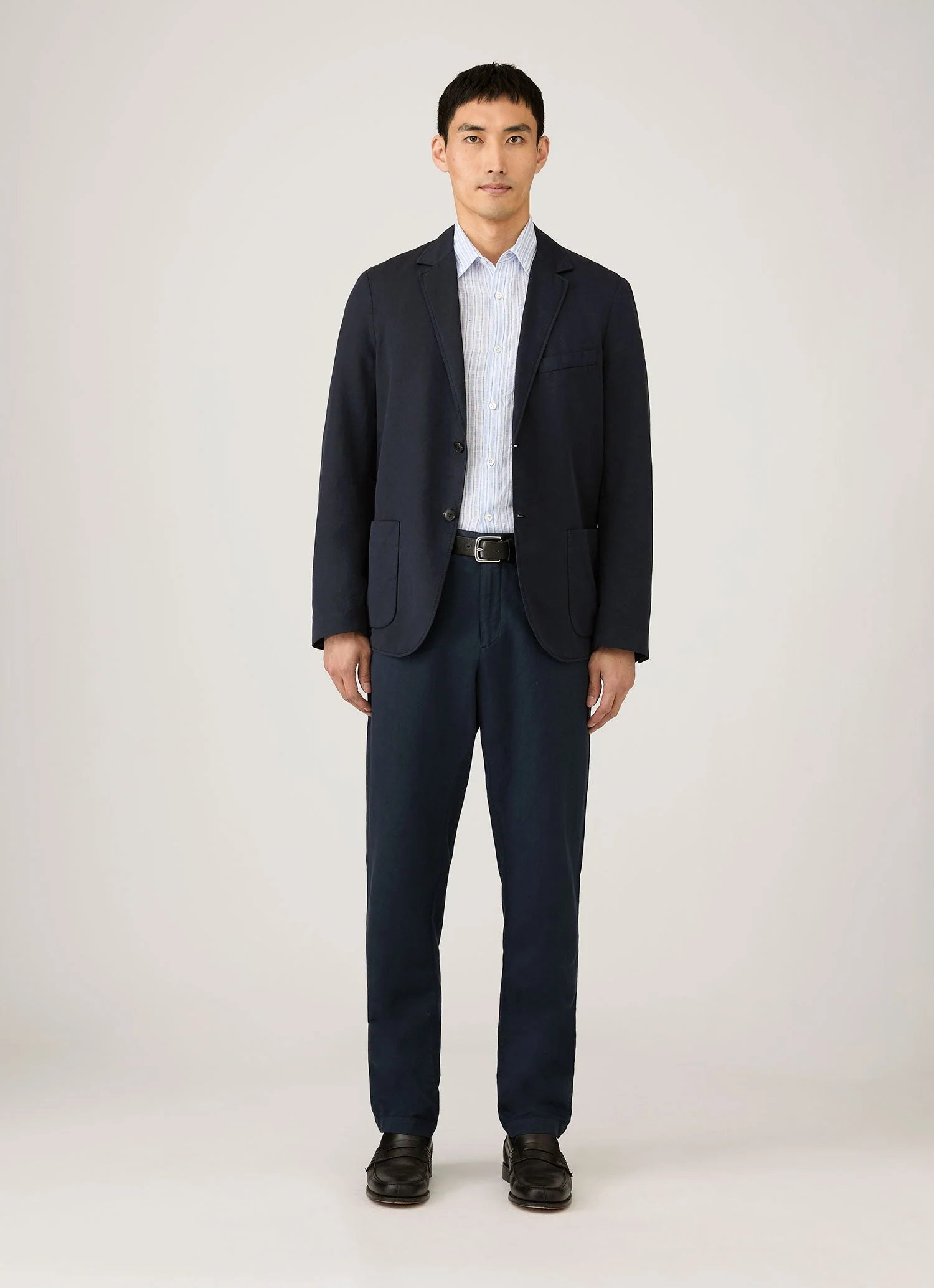 Men's Linen Shirt in Sky Blue/Navy - Image 3