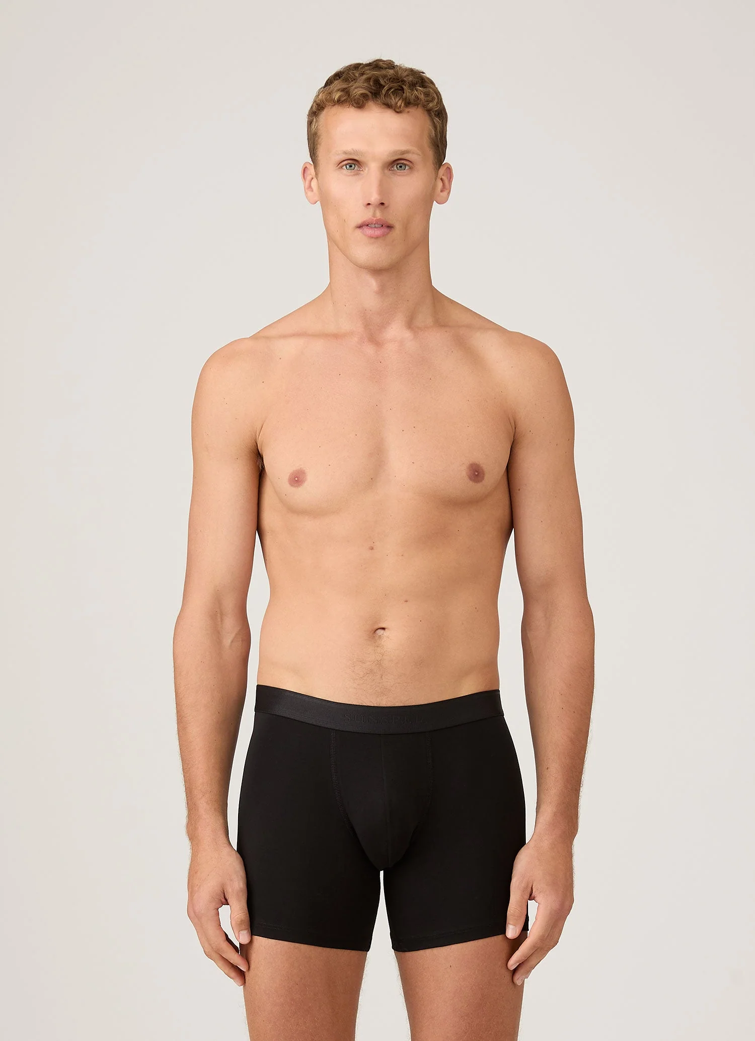 Men's Stretch Cotton Boxer Briefs in Black - Image 2