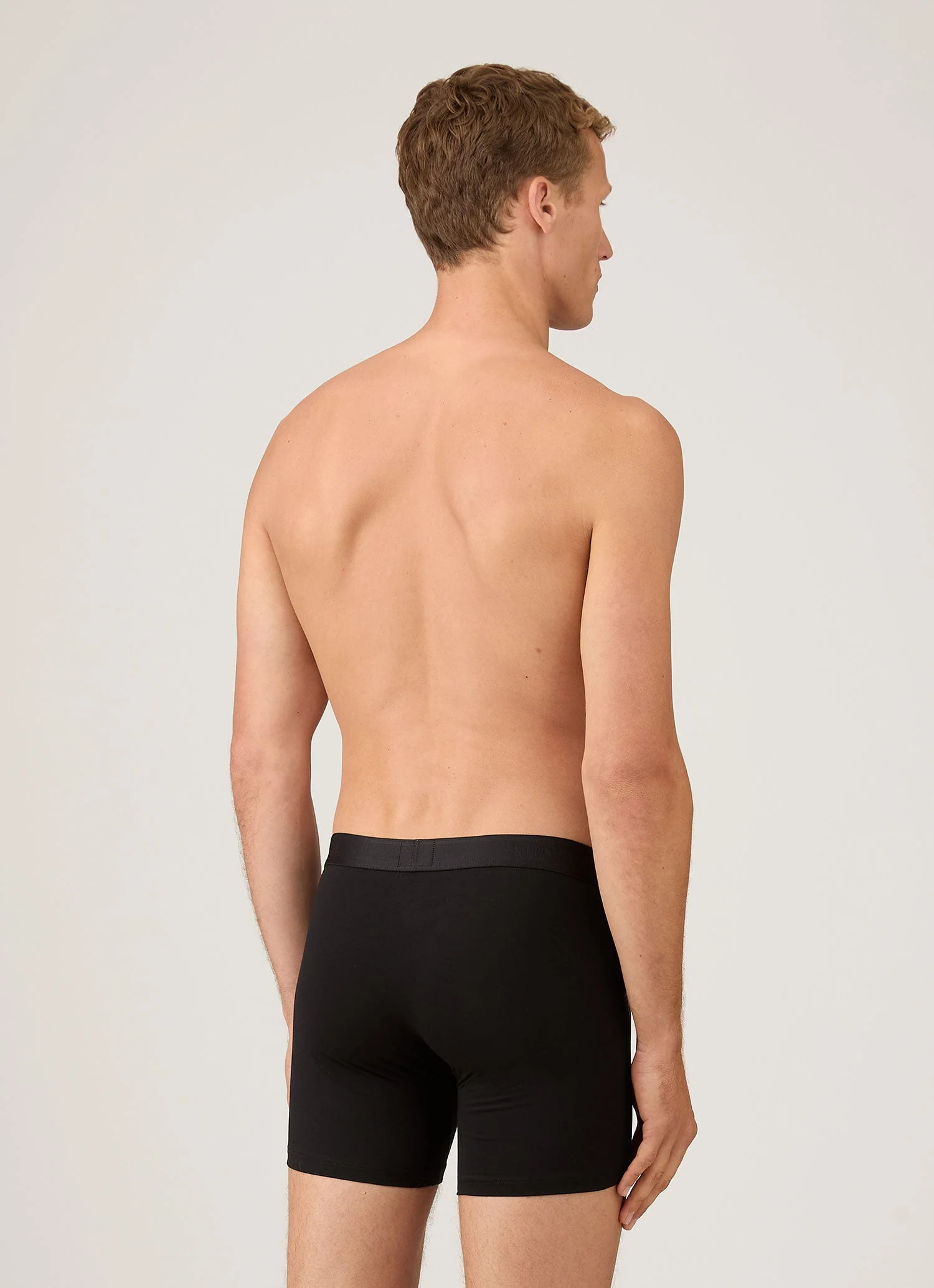 Men's Stretch Cotton Boxer Briefs in Black - Image 3