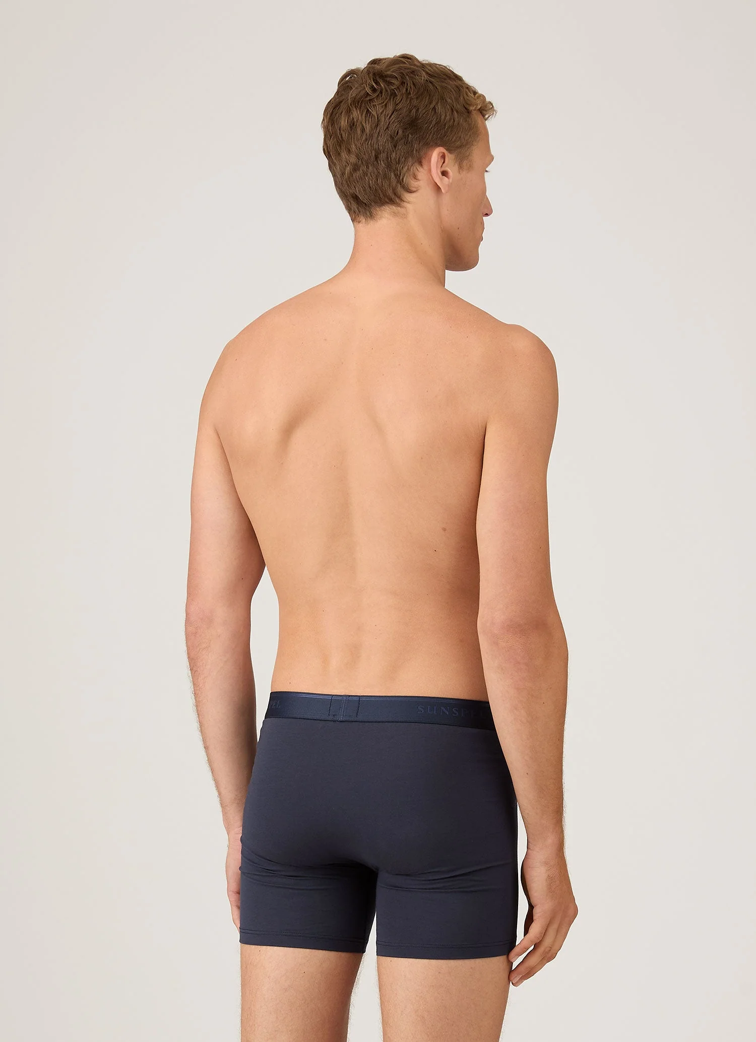 Men's Stretch Cotton Boxer Briefs in Navy - Image 3