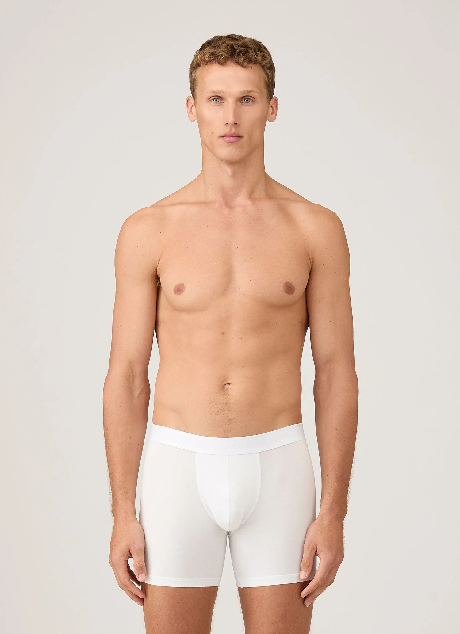 Men's Stretch Cotton Boxer Briefs in White - Image 2