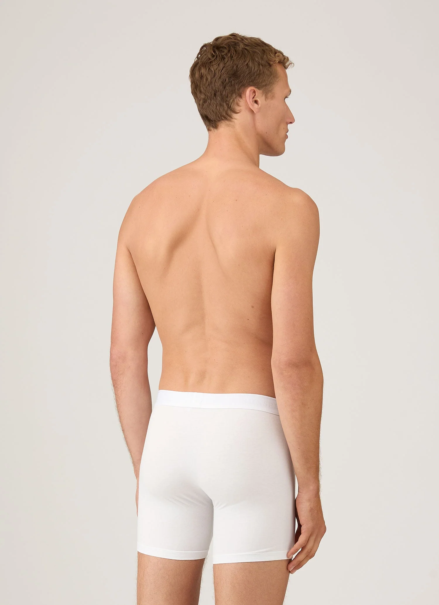 Men's Stretch Cotton Boxer Briefs in White - Image 3