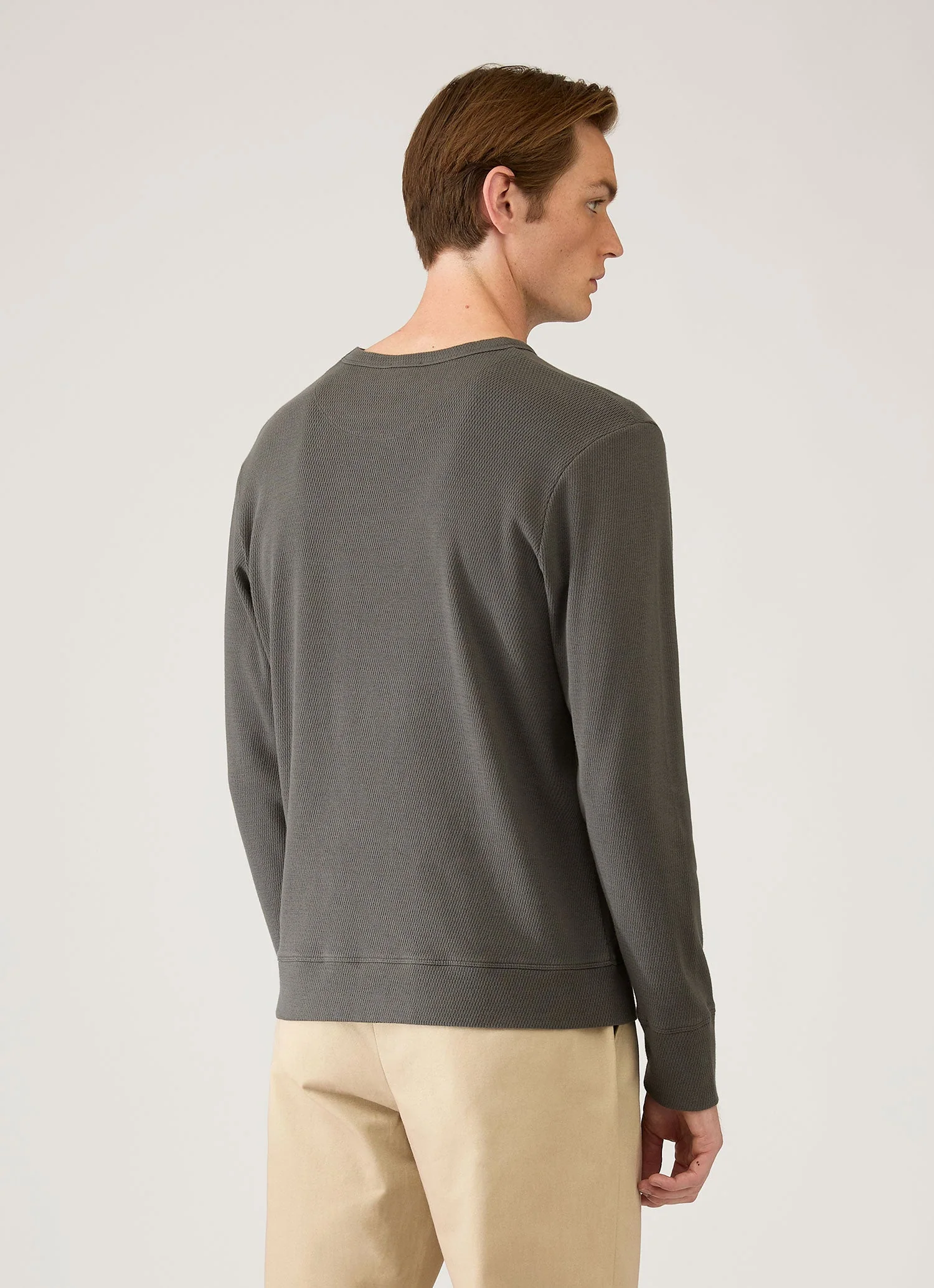 Men's Long Sleeve Cellulock Crew Neck in Charcoal - Image 5