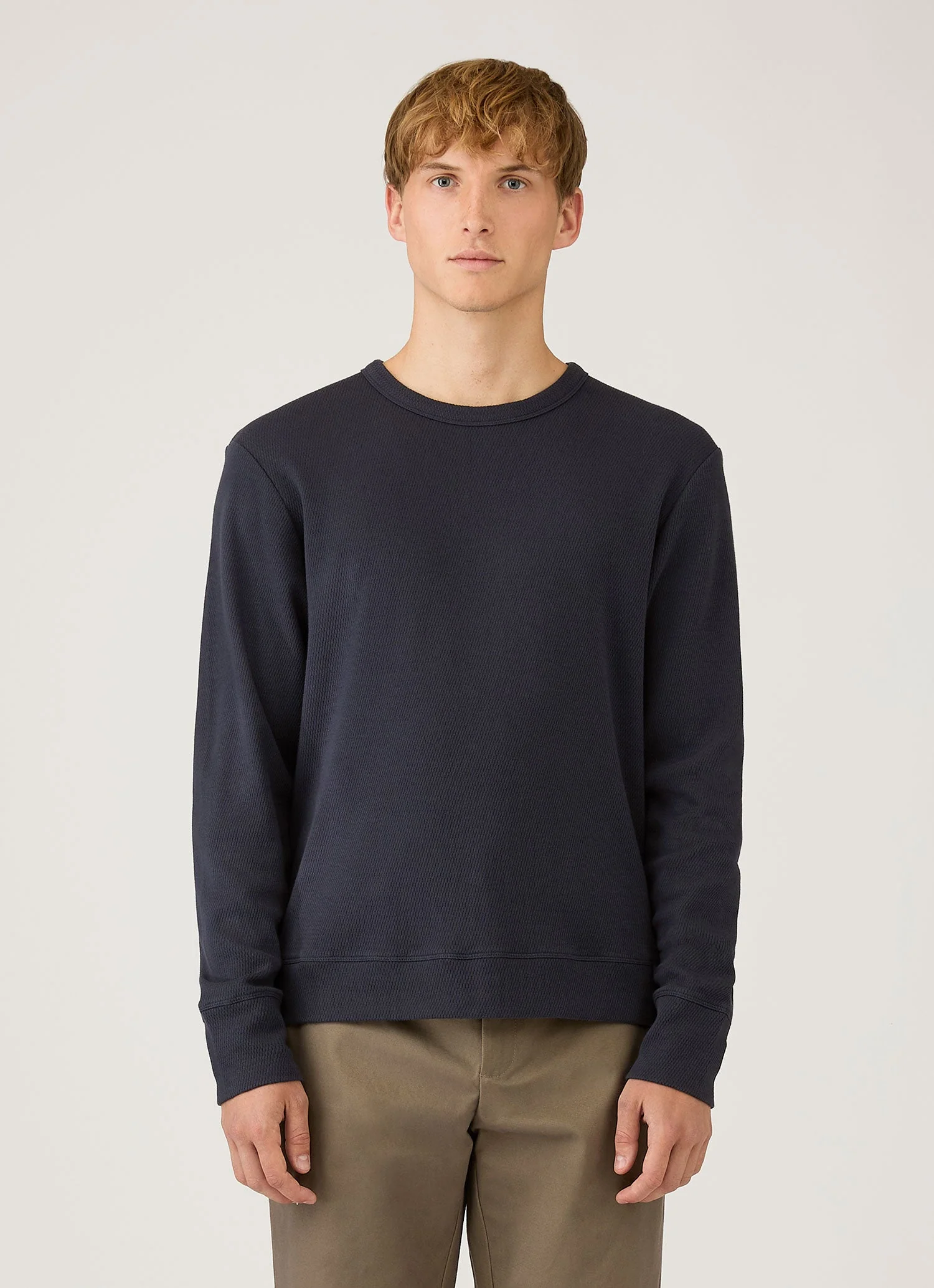 Men's Long Sleeve Cellulock Crew Neck in Navy - Image 2