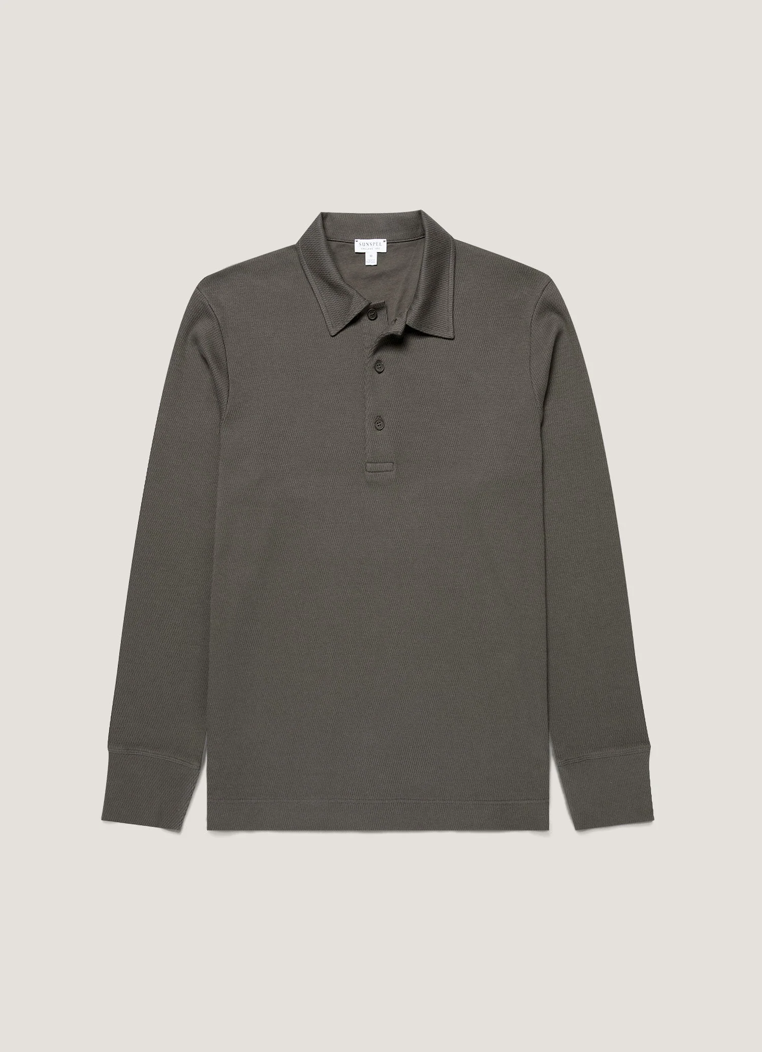 Men's Long Sleeve Cellulock Polo Shirt in Charcoal
