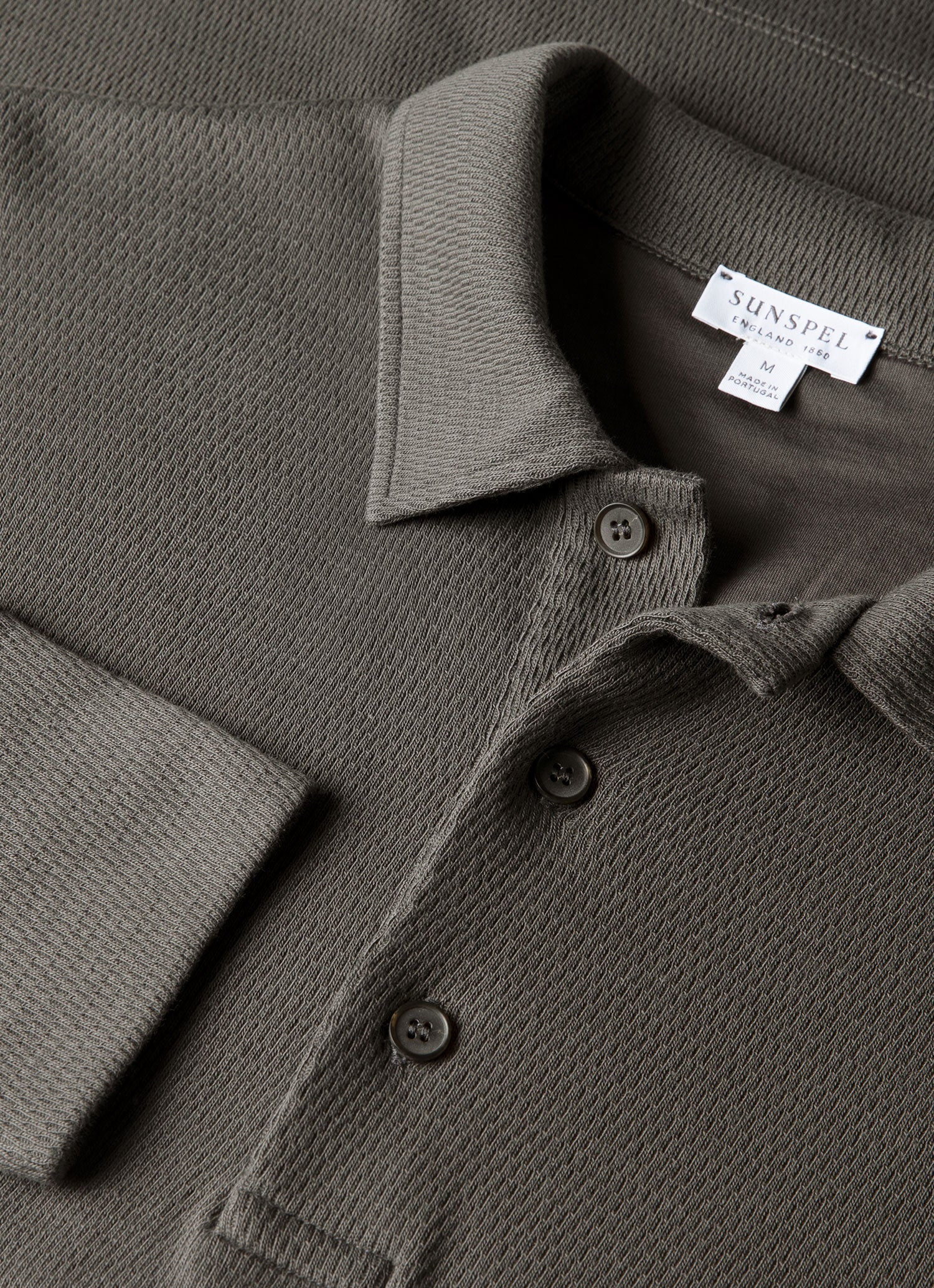 Men's Long Sleeve Cellulock Polo Shirt in Charcoal - Image 4