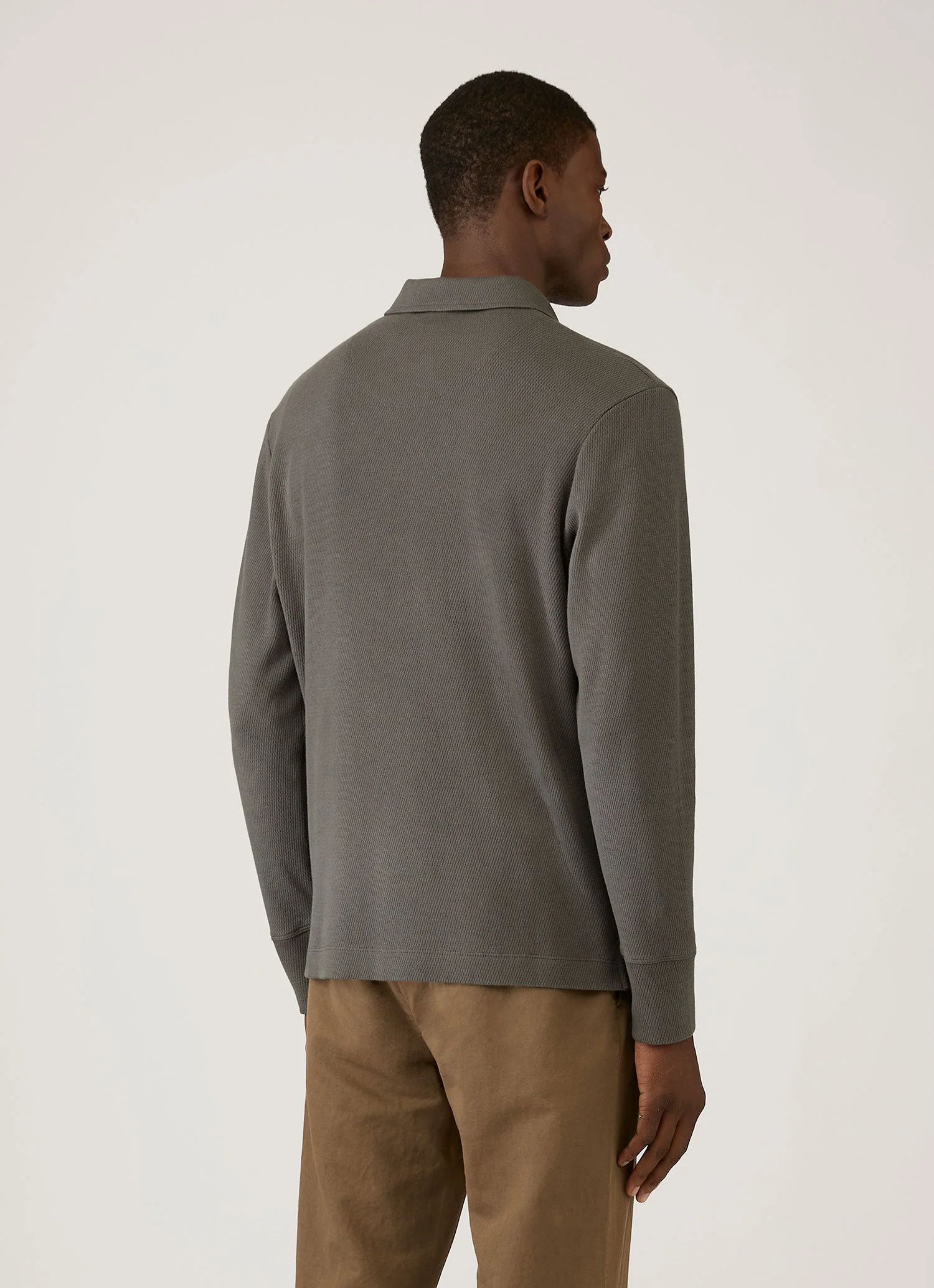 Men's Long Sleeve Cellulock Polo Shirt in Charcoal - Image 5
