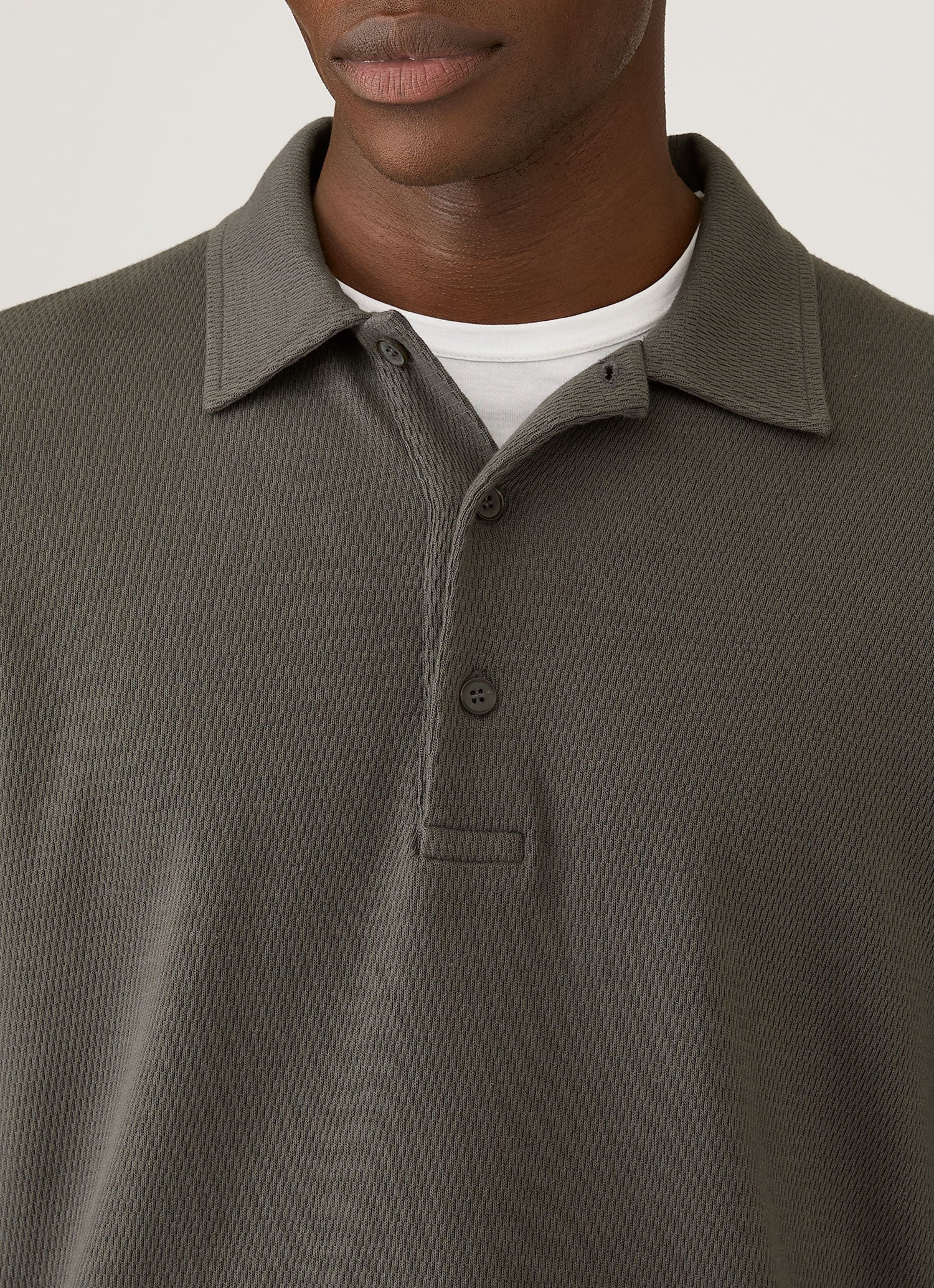 Men's Long Sleeve Cellulock Polo Shirt in Charcoal - Image 6