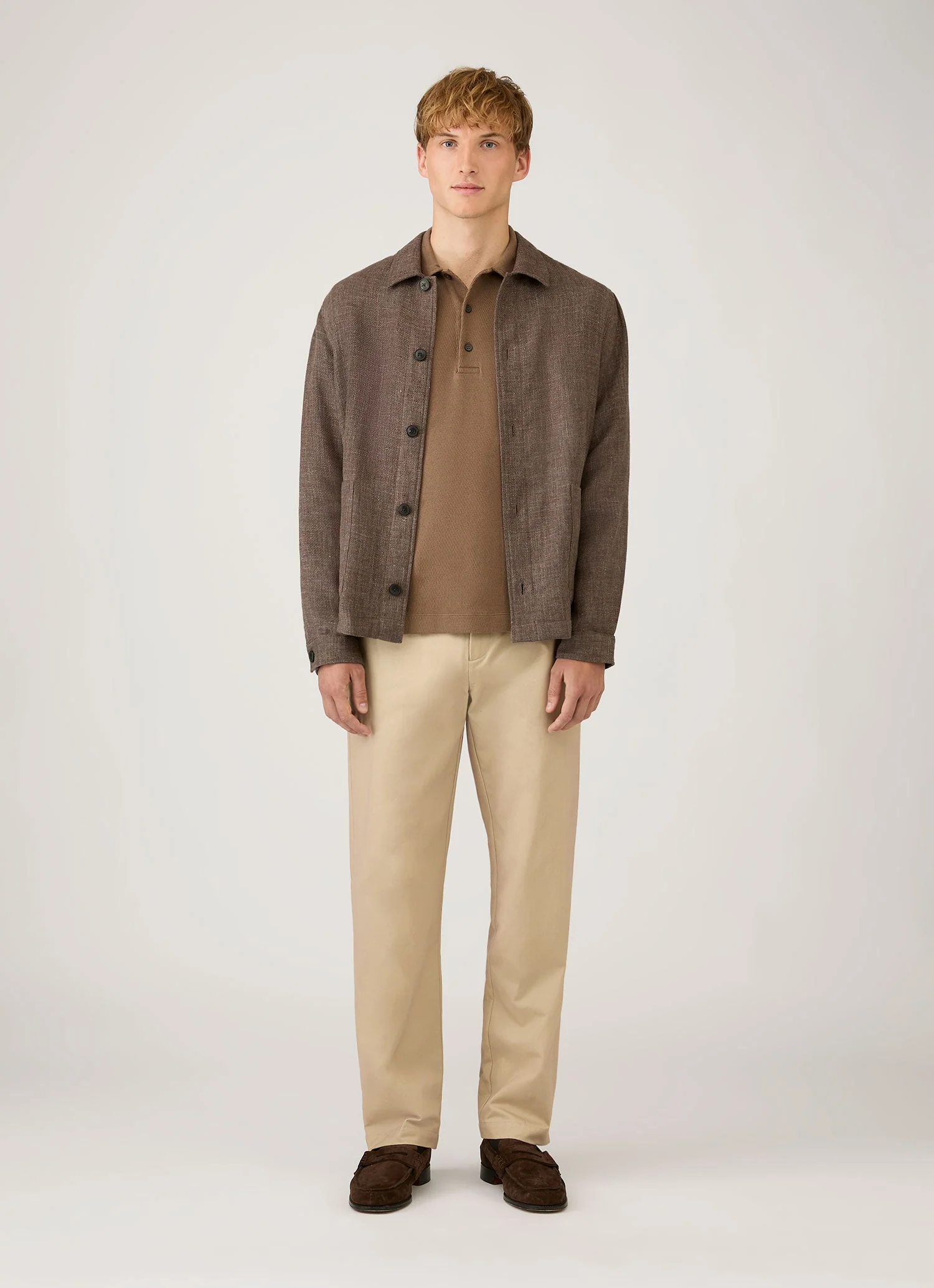 Men's Long Sleeve Cellulock Polo Shirt in Dark Cedar - Image 3