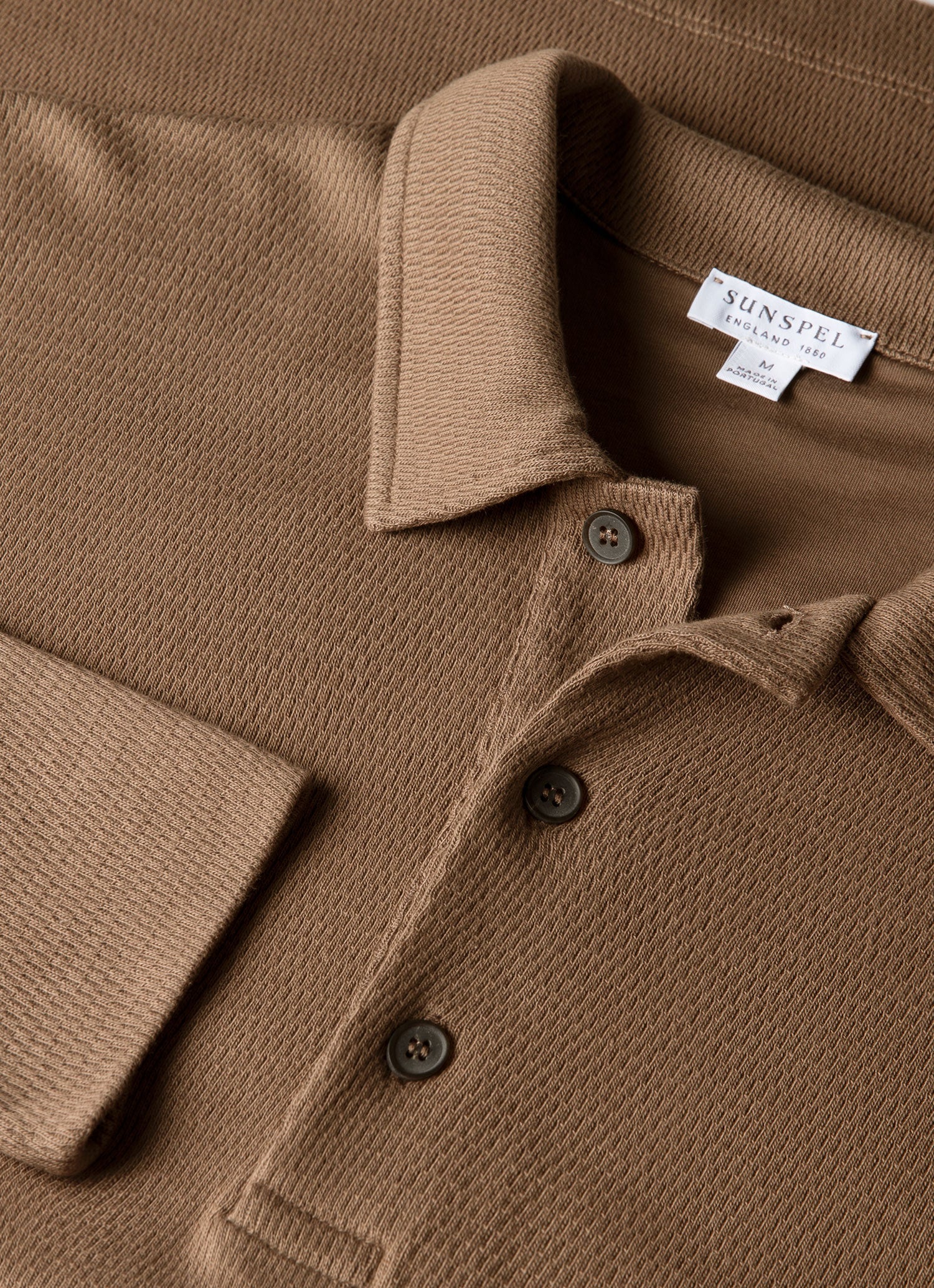 Men's Long Sleeve Cellulock Polo Shirt in Dark Cedar - Image 4