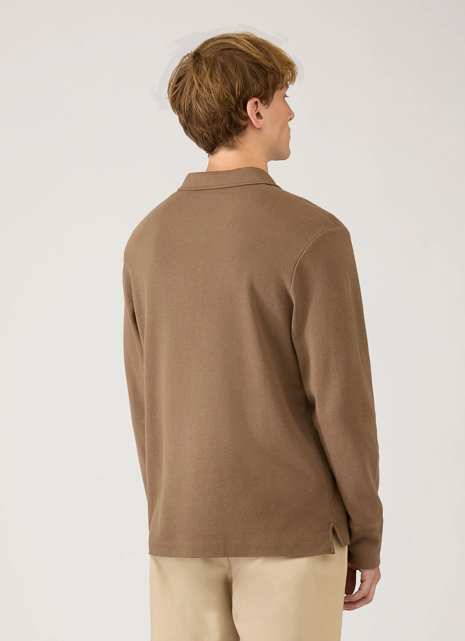 Men's Long Sleeve Cellulock Polo Shirt in Dark Cedar - Image 5