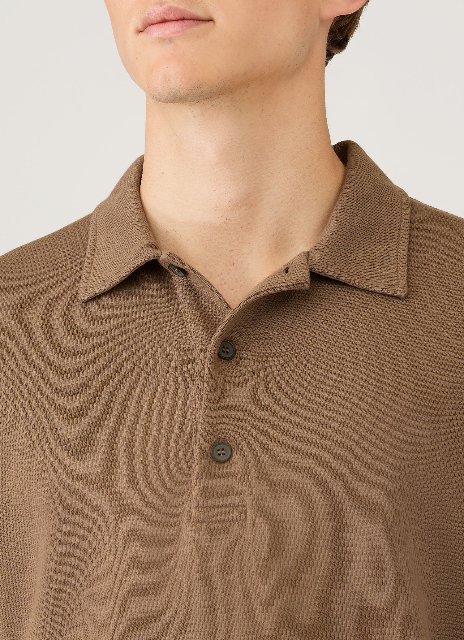 Men's Long Sleeve Cellulock Polo Shirt in Dark Cedar - Image 6