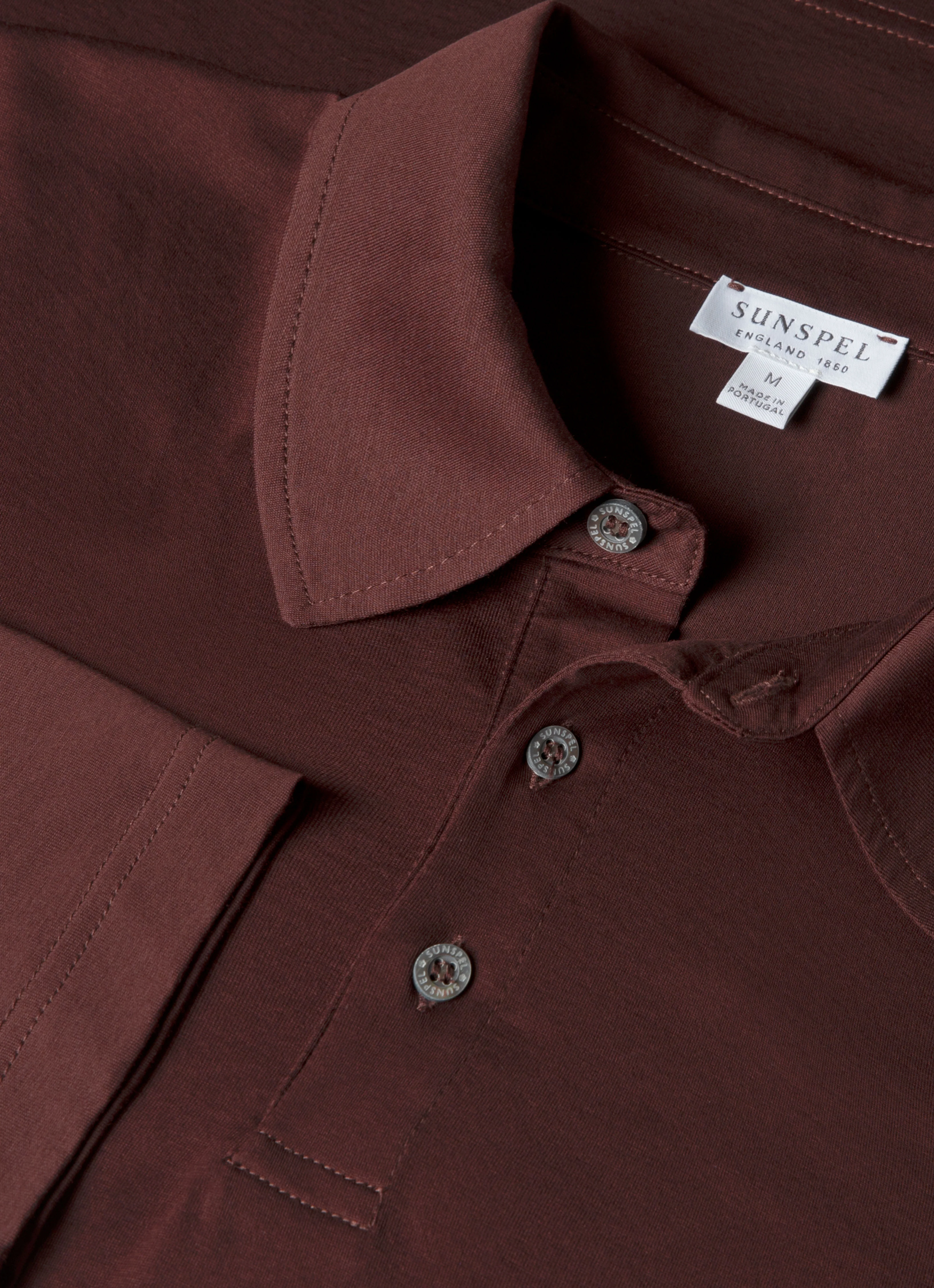 Men's Long Sleeve Classic Jersey Polo Shirt in Bakelite - Image 4