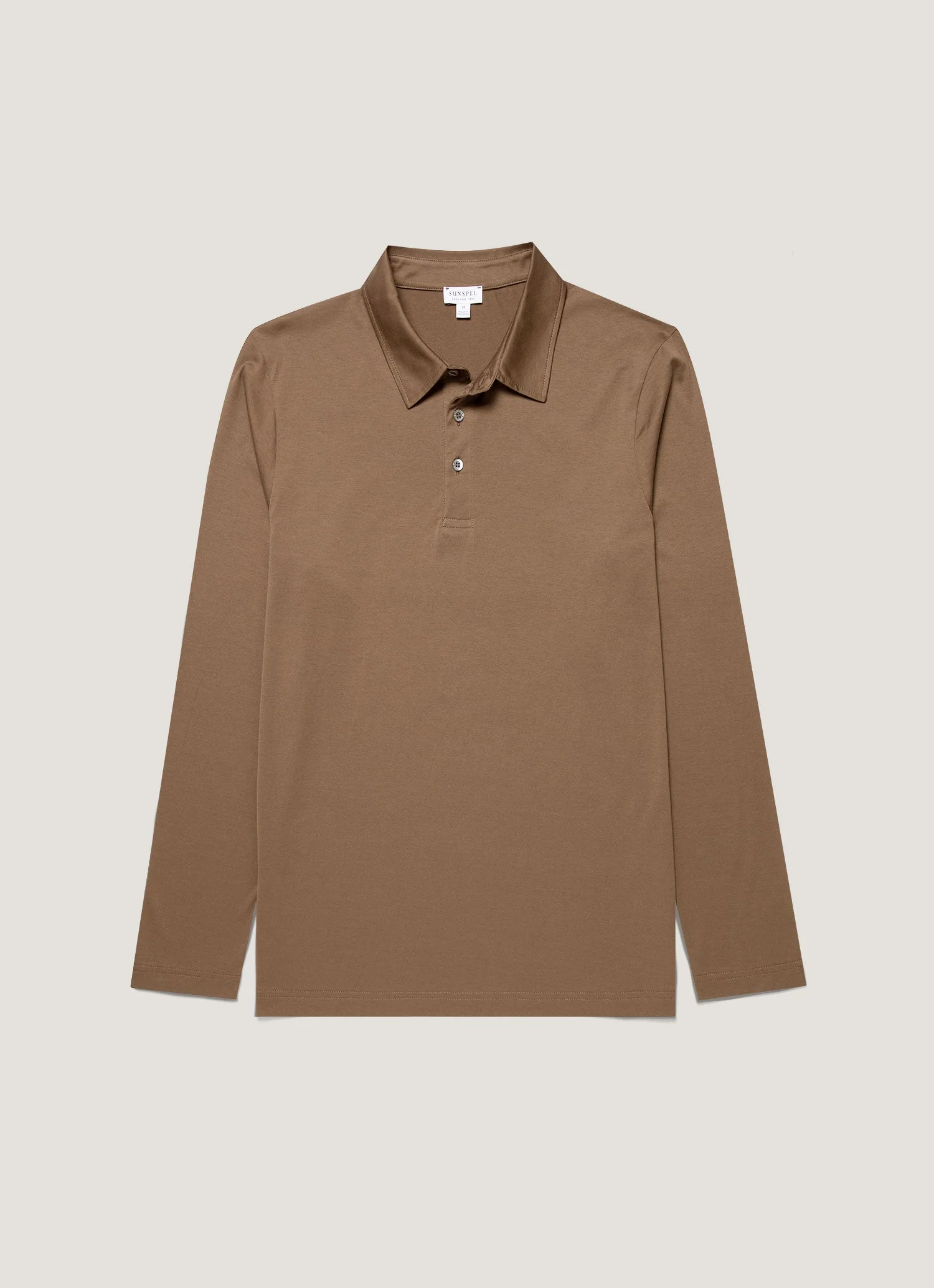 Men's Long Sleeve Classic Jersey Polo Shirt in Dark Cedar
