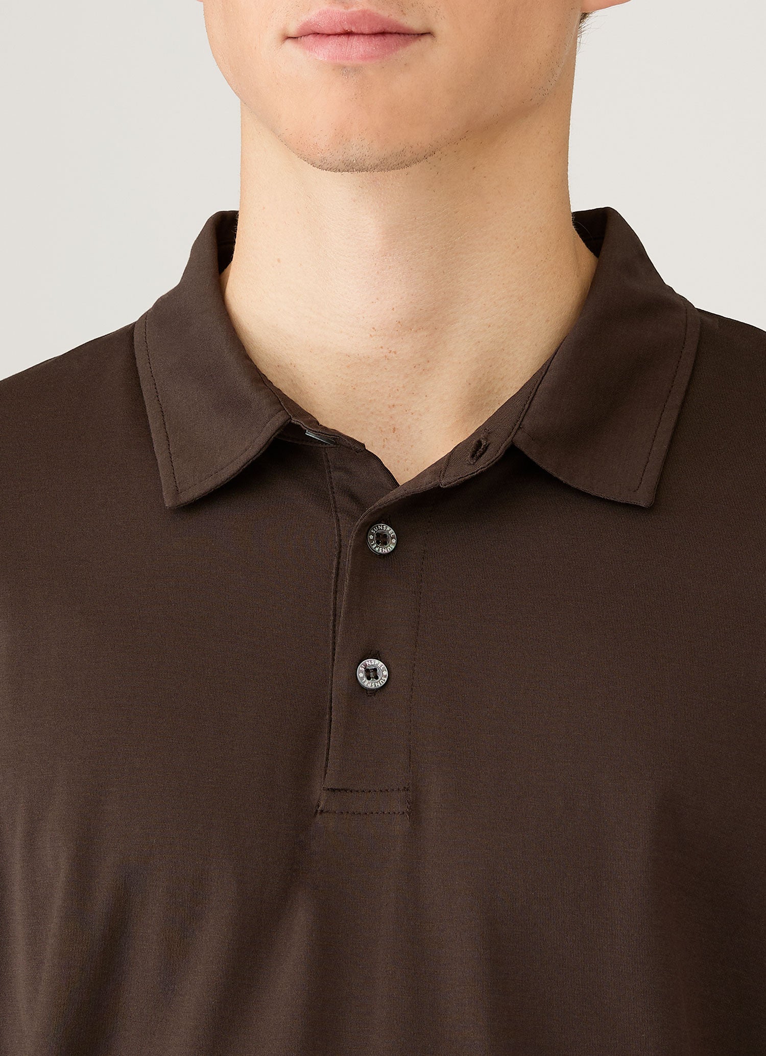 Men's Long Sleeve Classic Jersey Polo Shirt in Dark Chocolate - Image 6