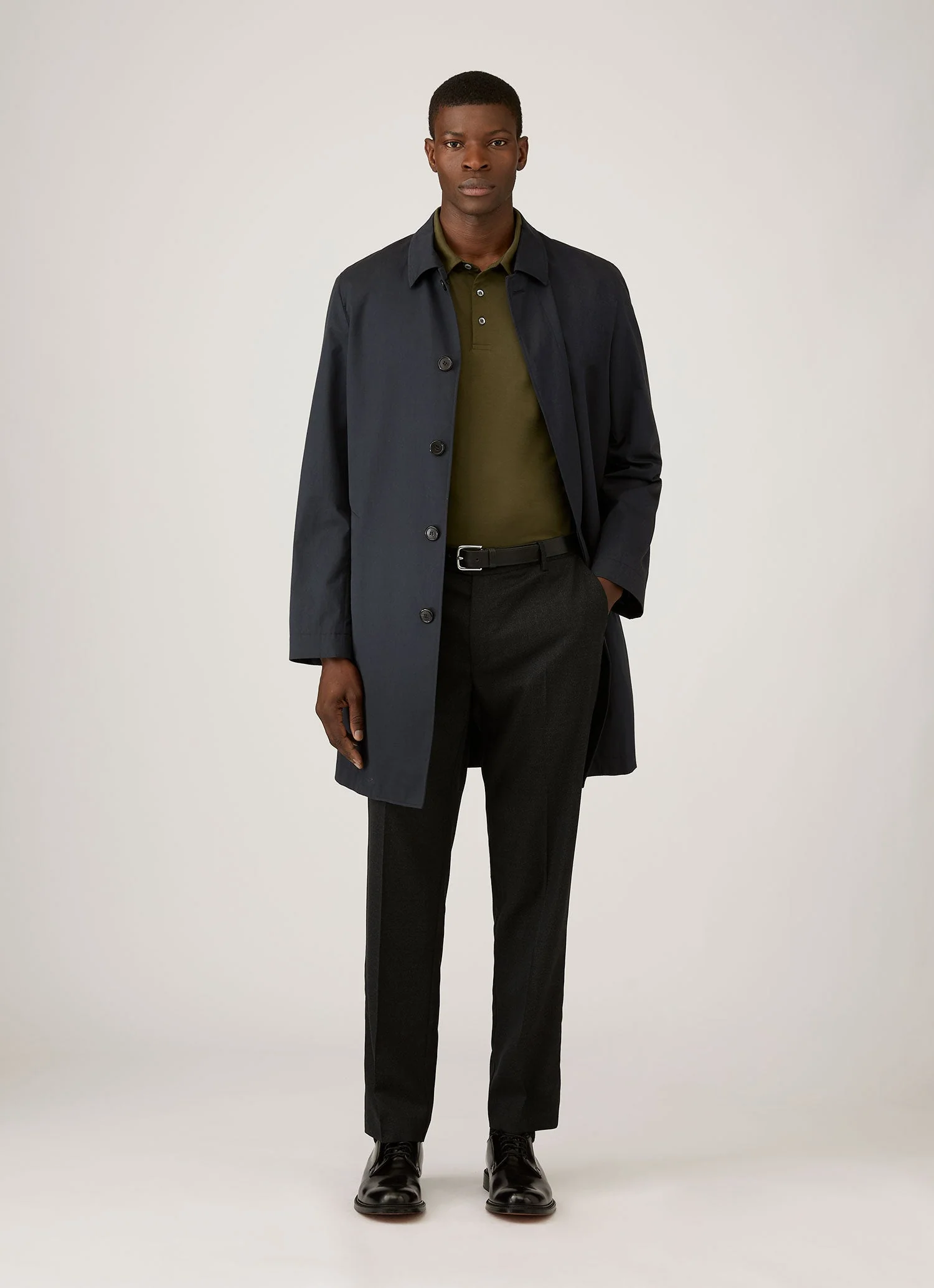 Men's Long Sleeve Classic Jersey Polo Shirt in Deep Olive - Image 3