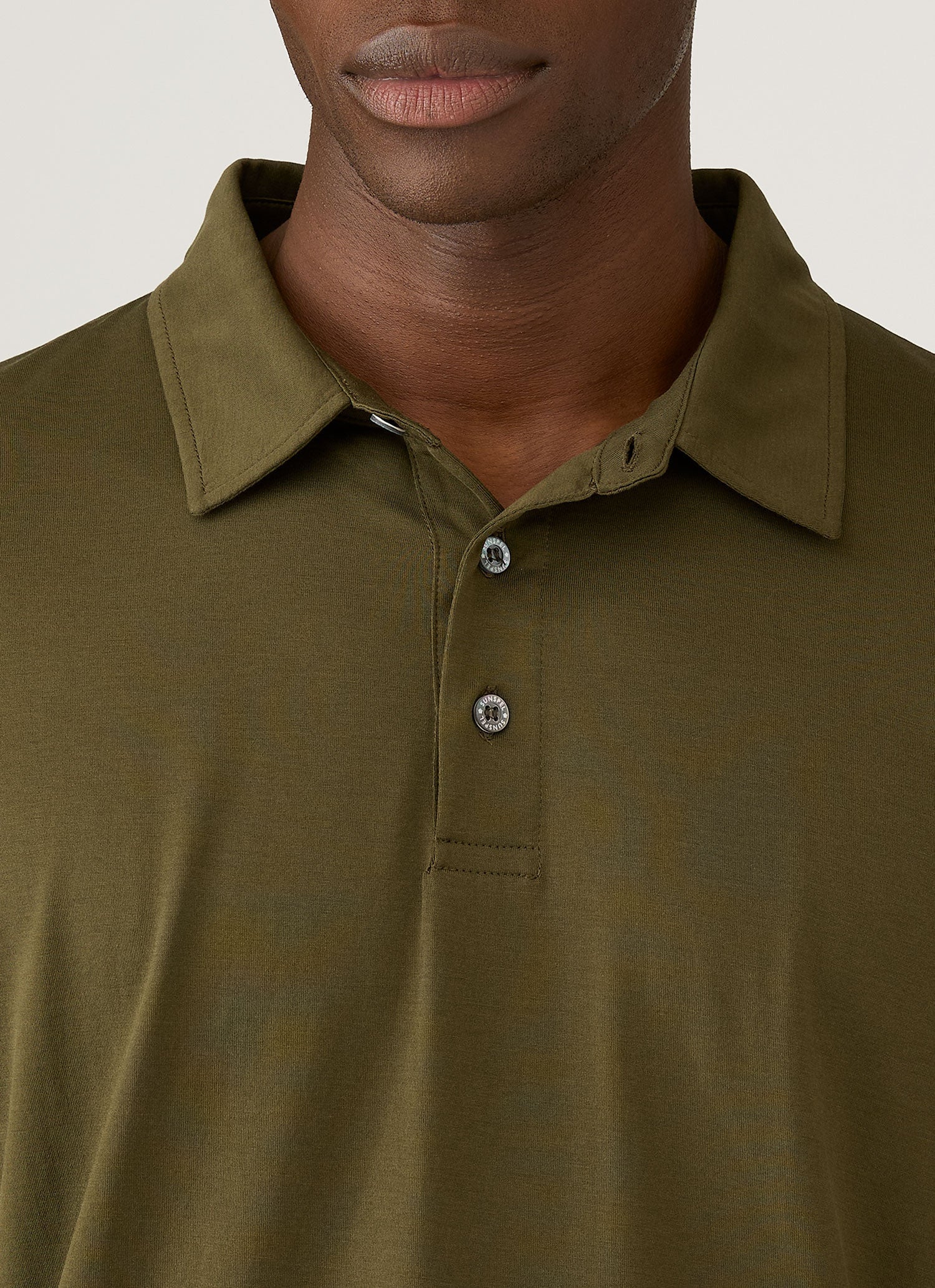 Men's Long Sleeve Classic Jersey Polo Shirt in Deep Olive - Image 6
