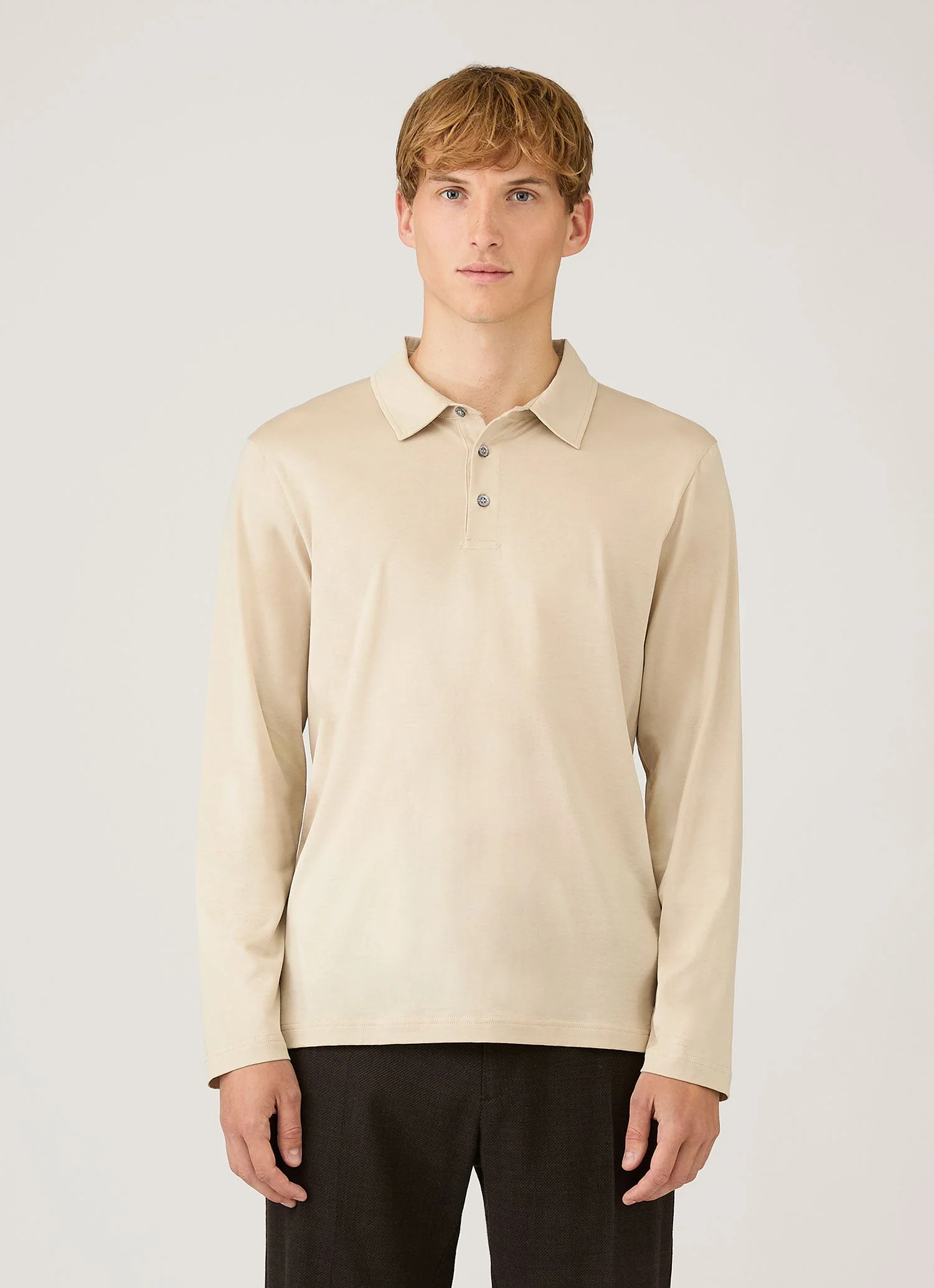 Men's Long Sleeve Classic Jersey Polo Shirt in Hazelwood - Image 2