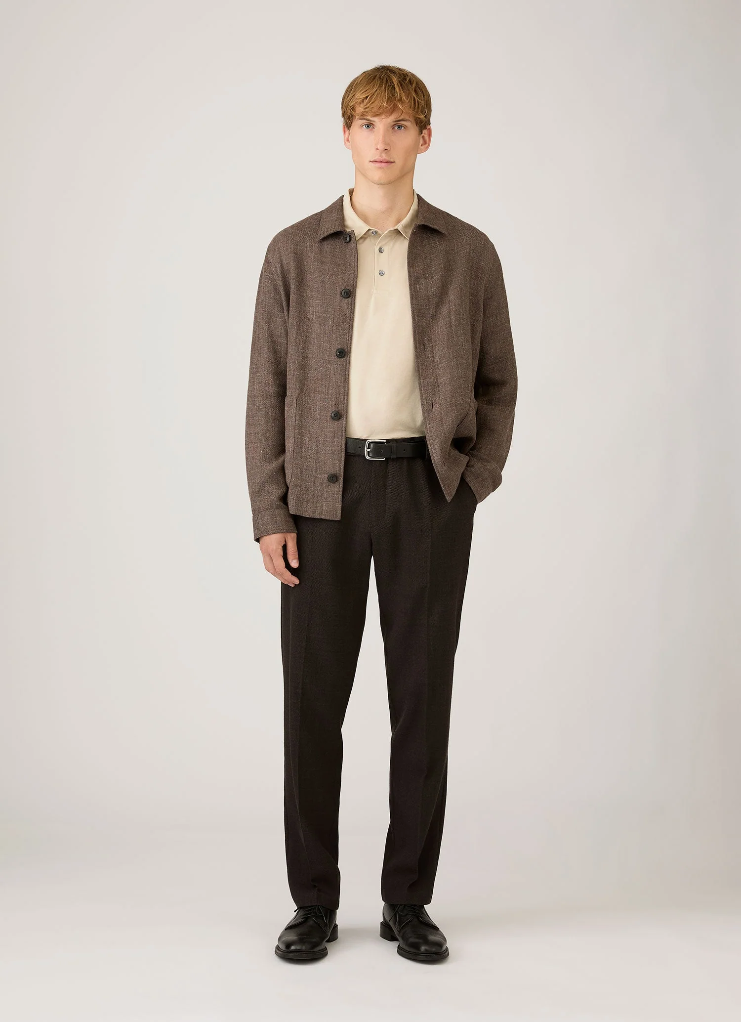 Men's Long Sleeve Classic Jersey Polo Shirt in Hazelwood - Image 3