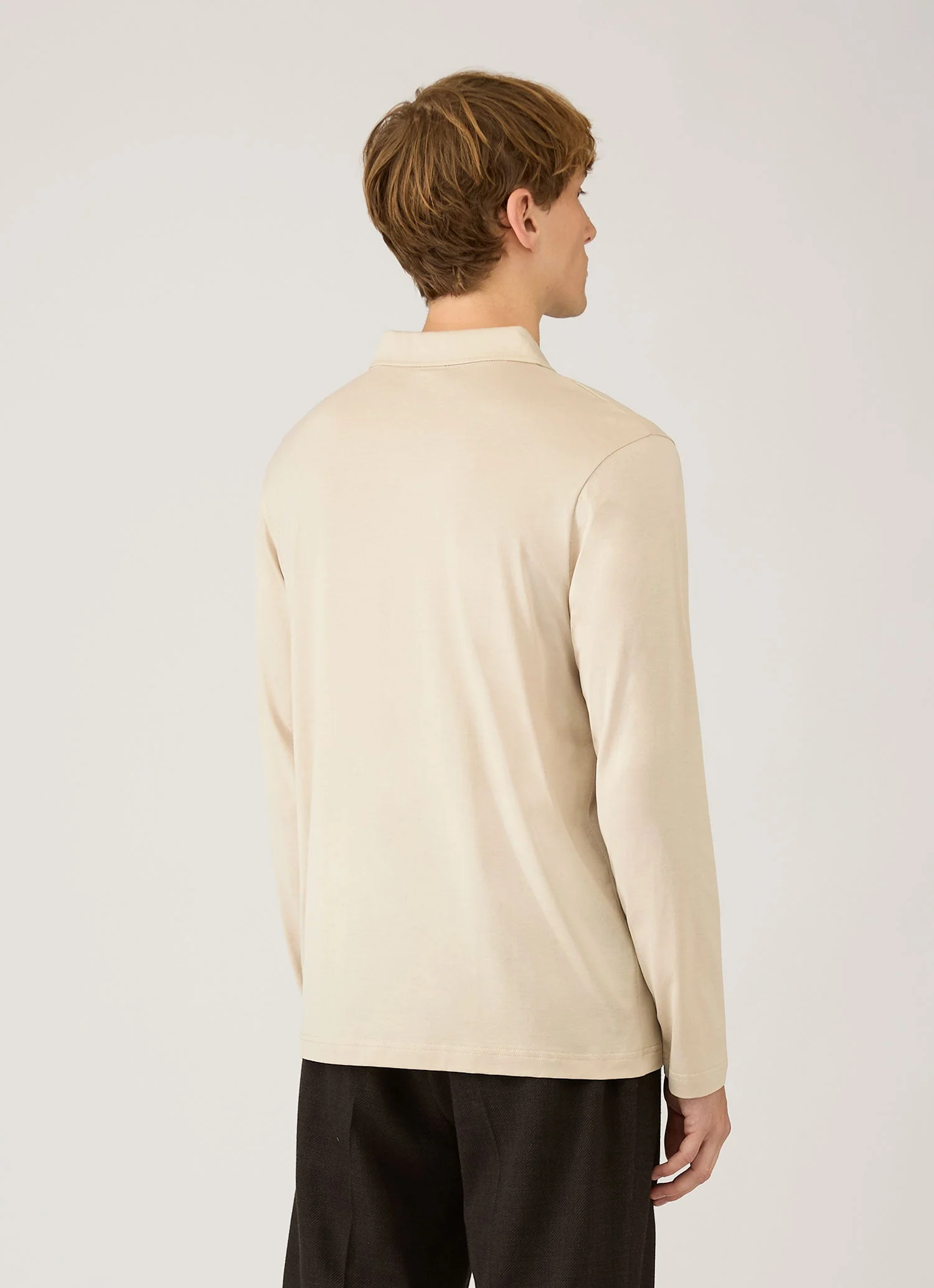 Men's Long Sleeve Classic Jersey Polo Shirt in Hazelwood - Image 5