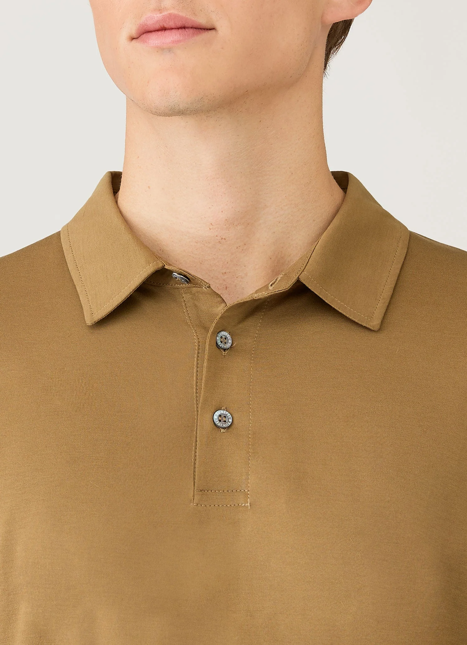 Men's Long Sleeve Classic Jersey Polo Shirt in Walnut - Image 6