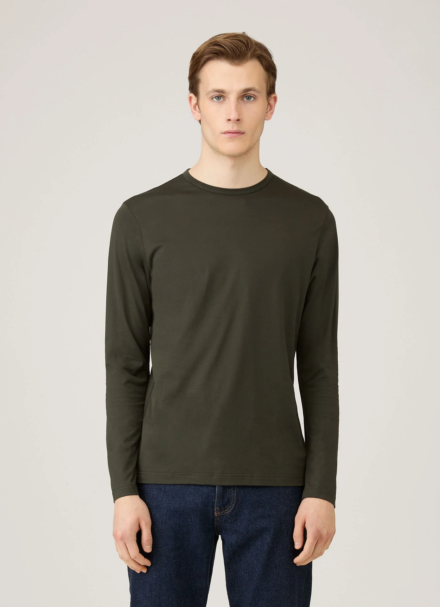 Men's Long Sleeve Classic T-shirt in Dark Green - Image 2