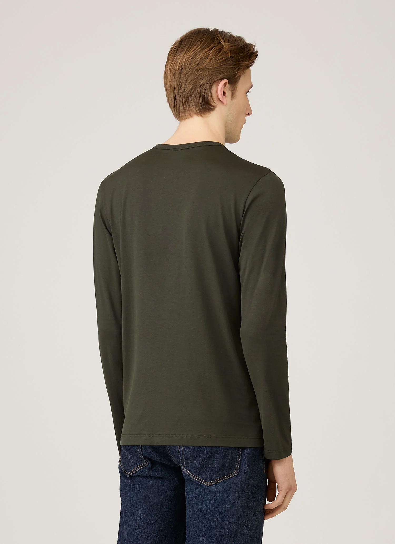 Men's Long Sleeve Classic T-shirt in Dark Green - Image 5