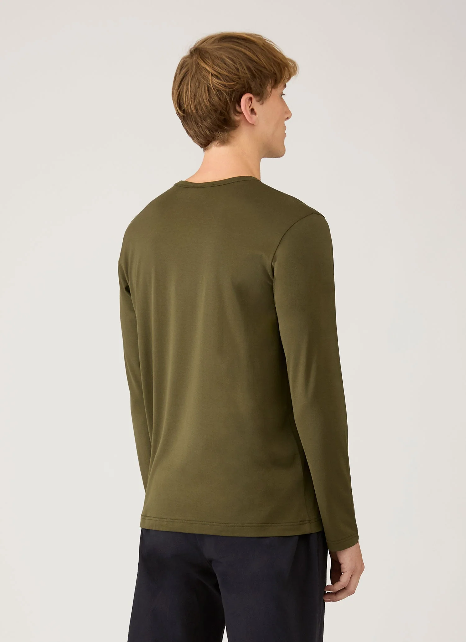 Men's Long Sleeve Classic T-shirt in Deep Olive - Image 5