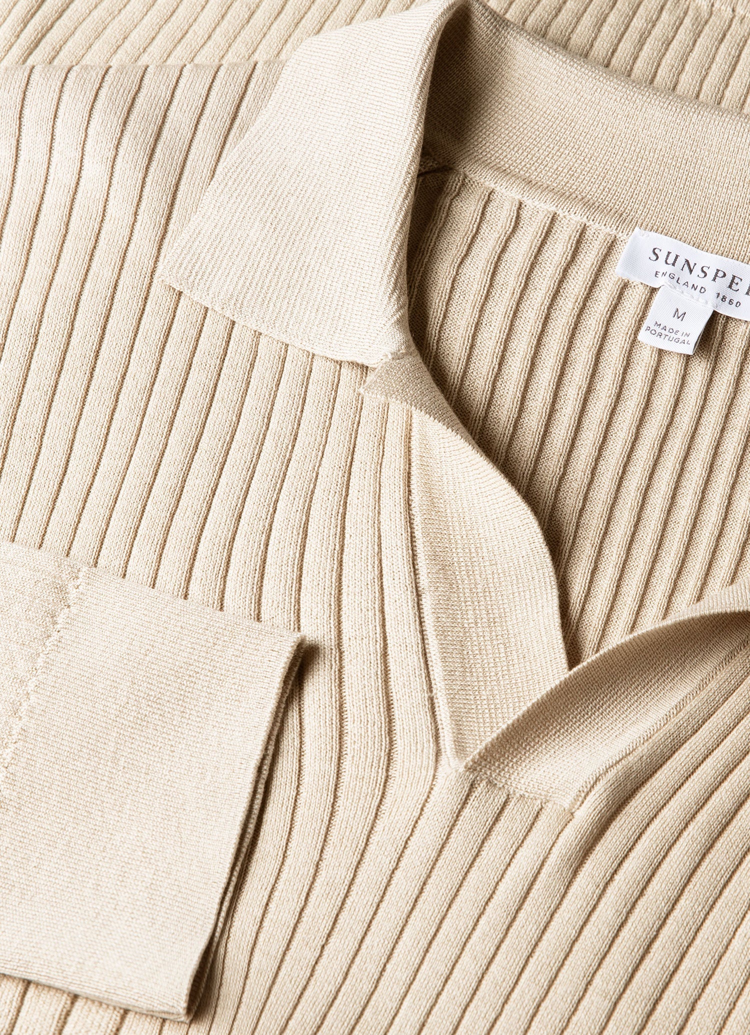 Men's Long Sleeve Fine Rib Silk Cotton Polo in Hazelwood - Image 4