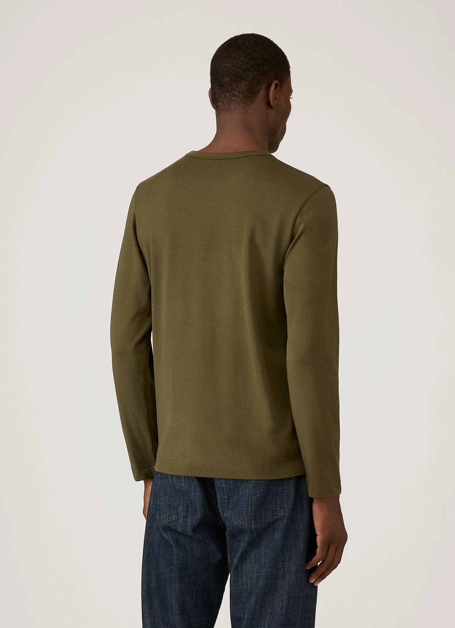 Men's Long Sleeve Heavyweight Jersey T-shirt in Deep Olive - Image 5