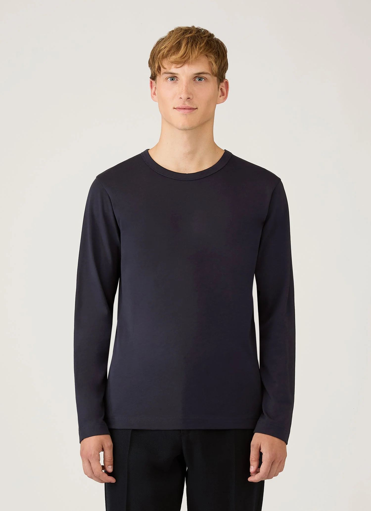 Men's Long Sleeve Heavyweight Jersey T-shirt in Navy - Image 2