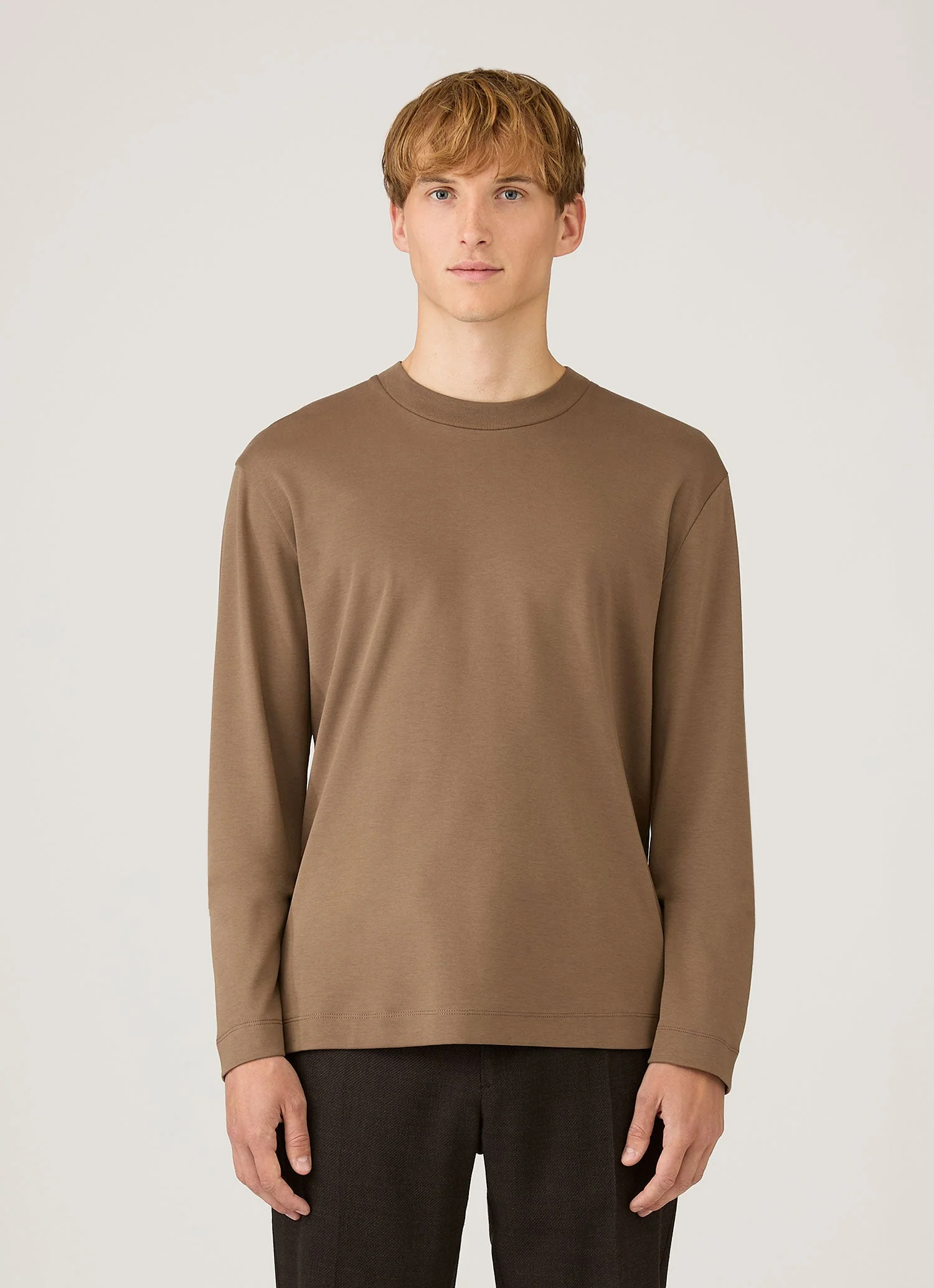 Men's Long Sleeve Heavyweight T-shirt in Dark Cedar - Image 2