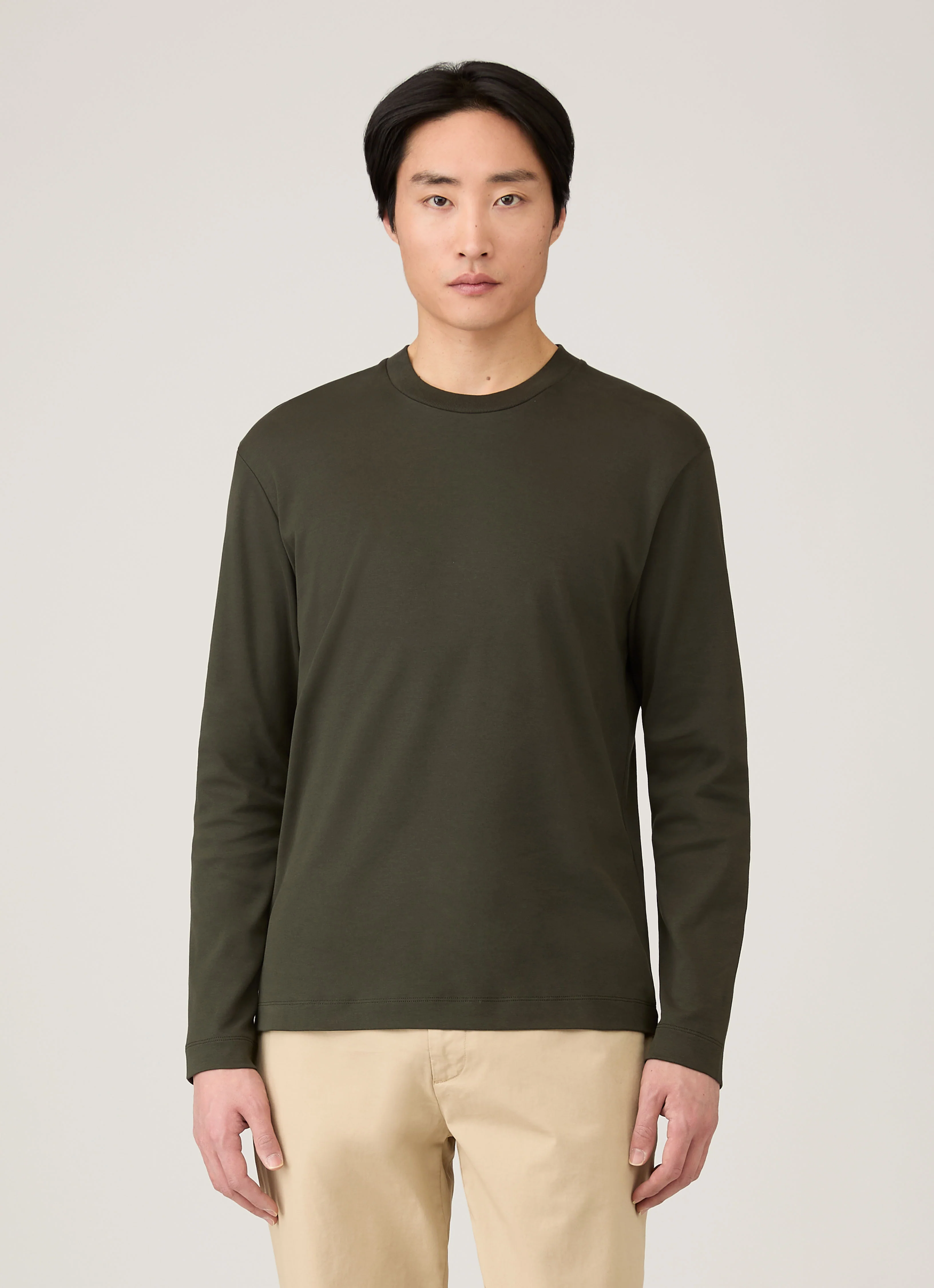 Men's Long Sleeve Heavyweight T-shirt in Dark Green - Image 2
