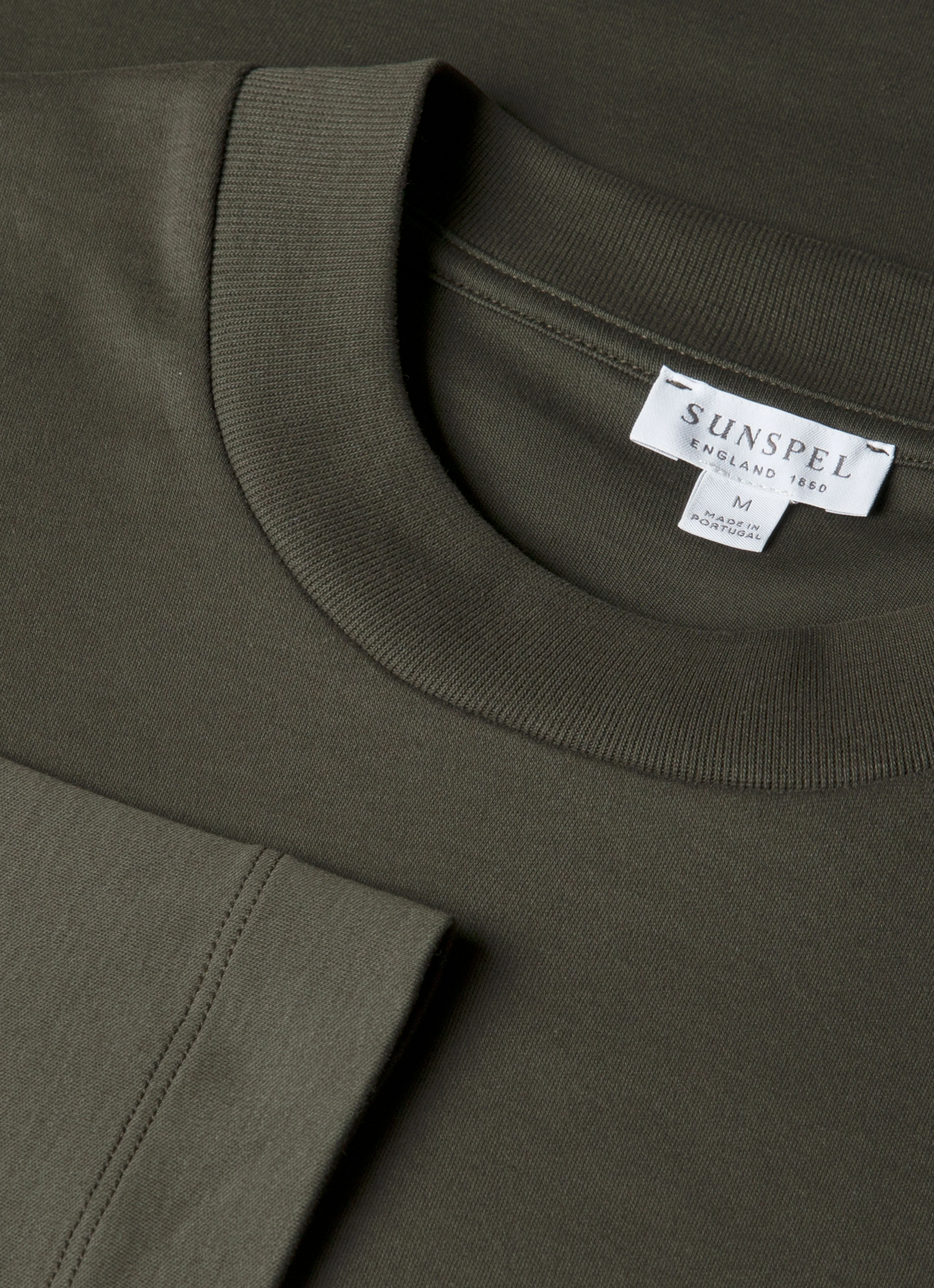 Men's Long Sleeve Heavyweight T-shirt in Dark Green - Image 4