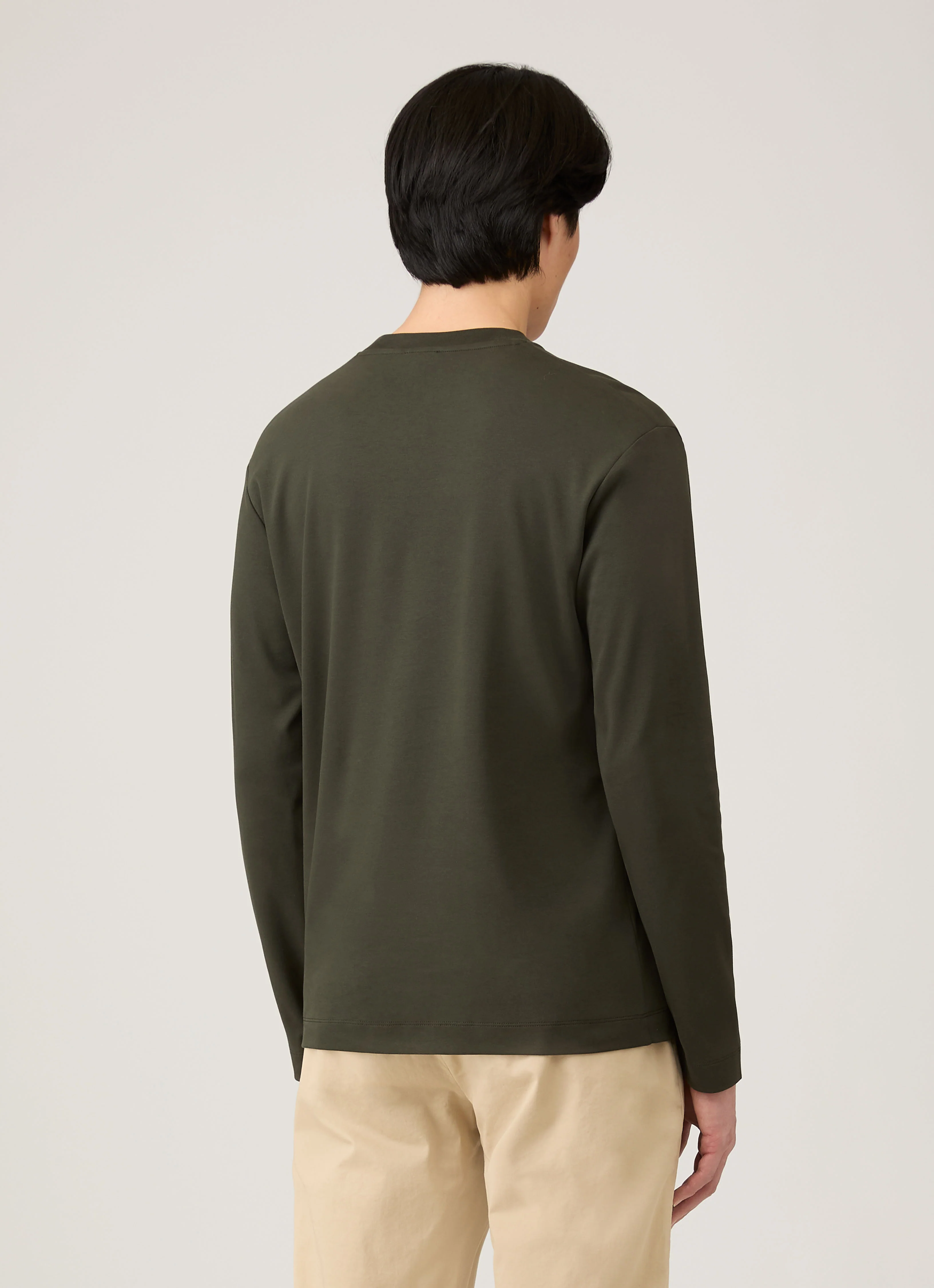 Men's Long Sleeve Heavyweight T-shirt in Dark Green - Image 5