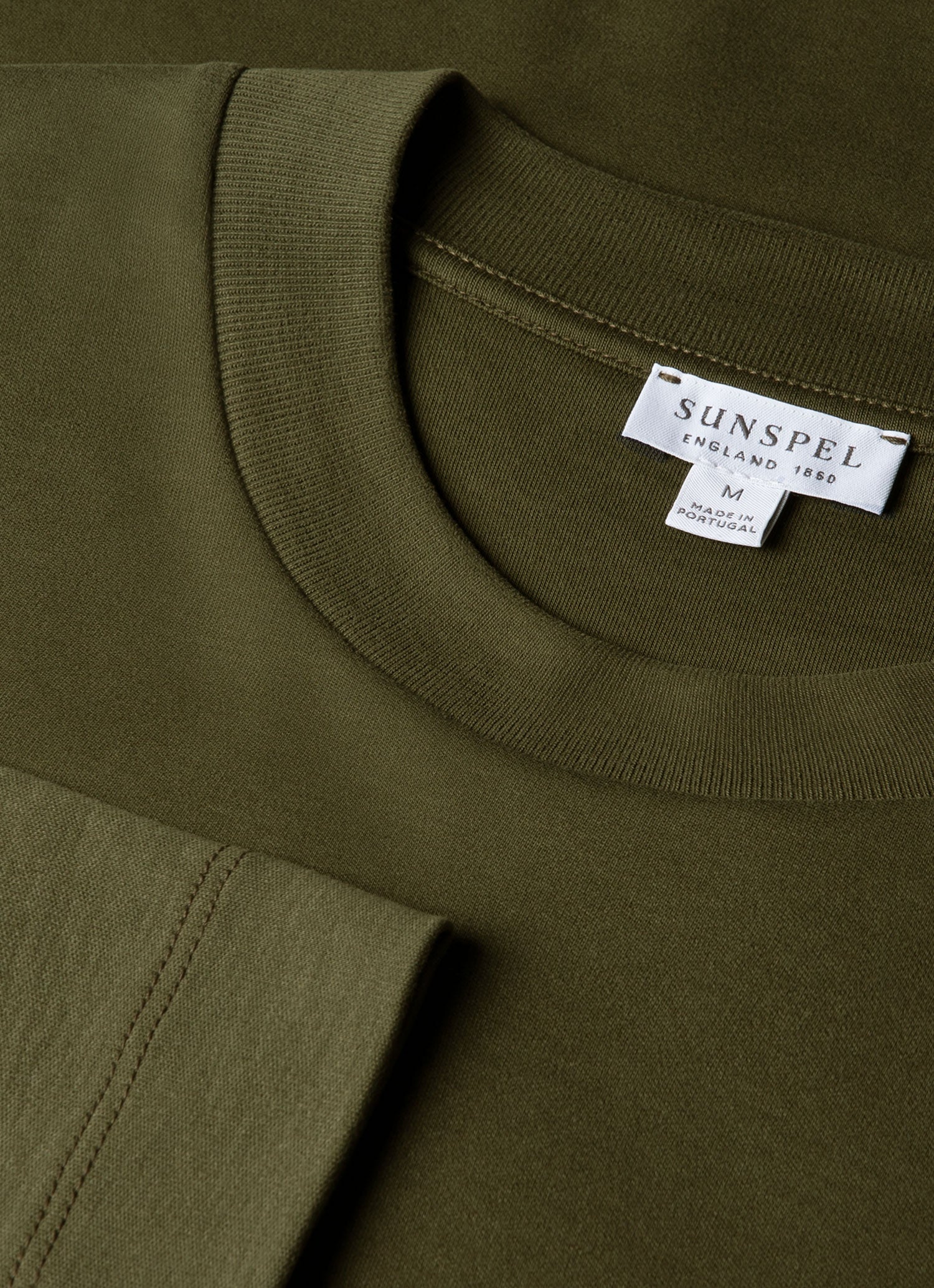 Men's Long Sleeve Heavyweight T-shirt in Deep Olive - Image 4