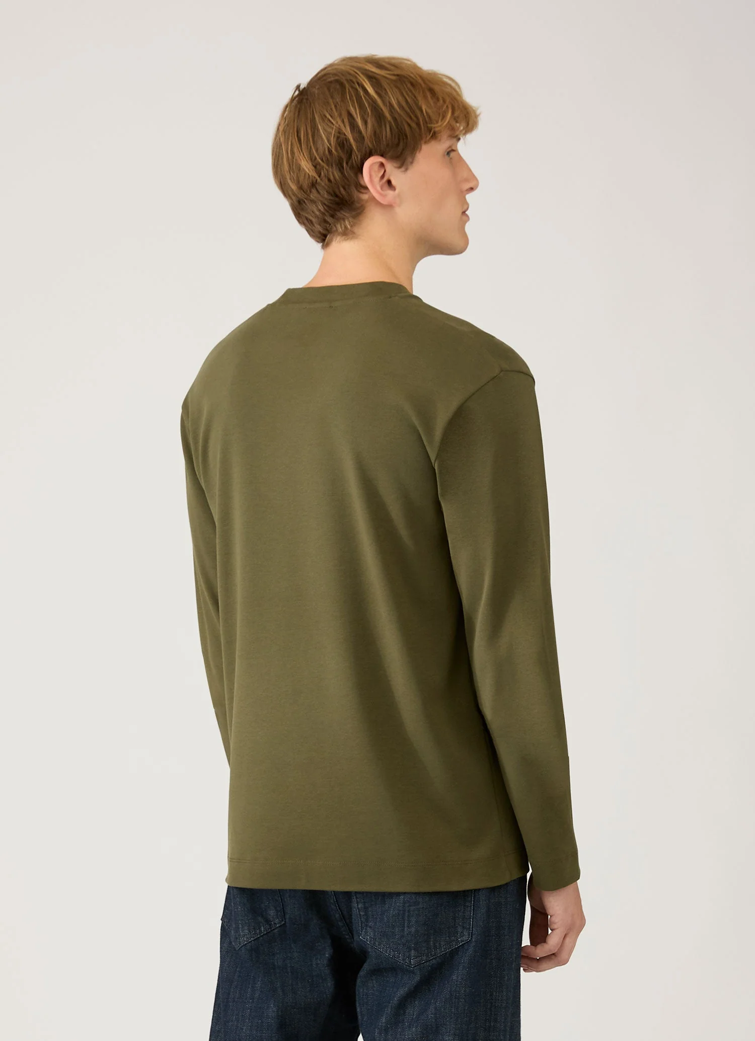 Men's Long Sleeve Heavyweight T-shirt in Deep Olive - Image 5