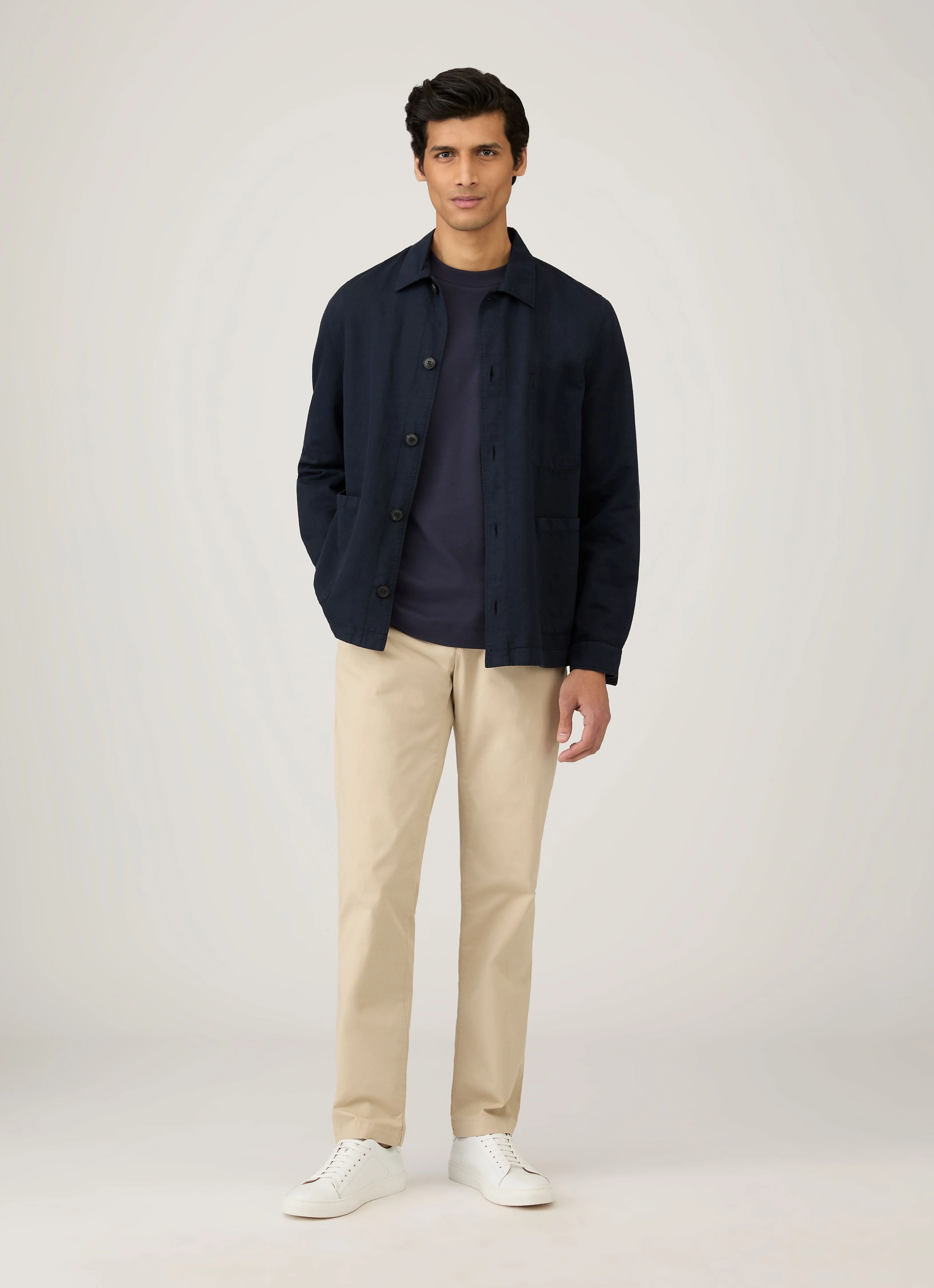 Men's Long Sleeve Heavyweight T-shirt in Navy - Image 3