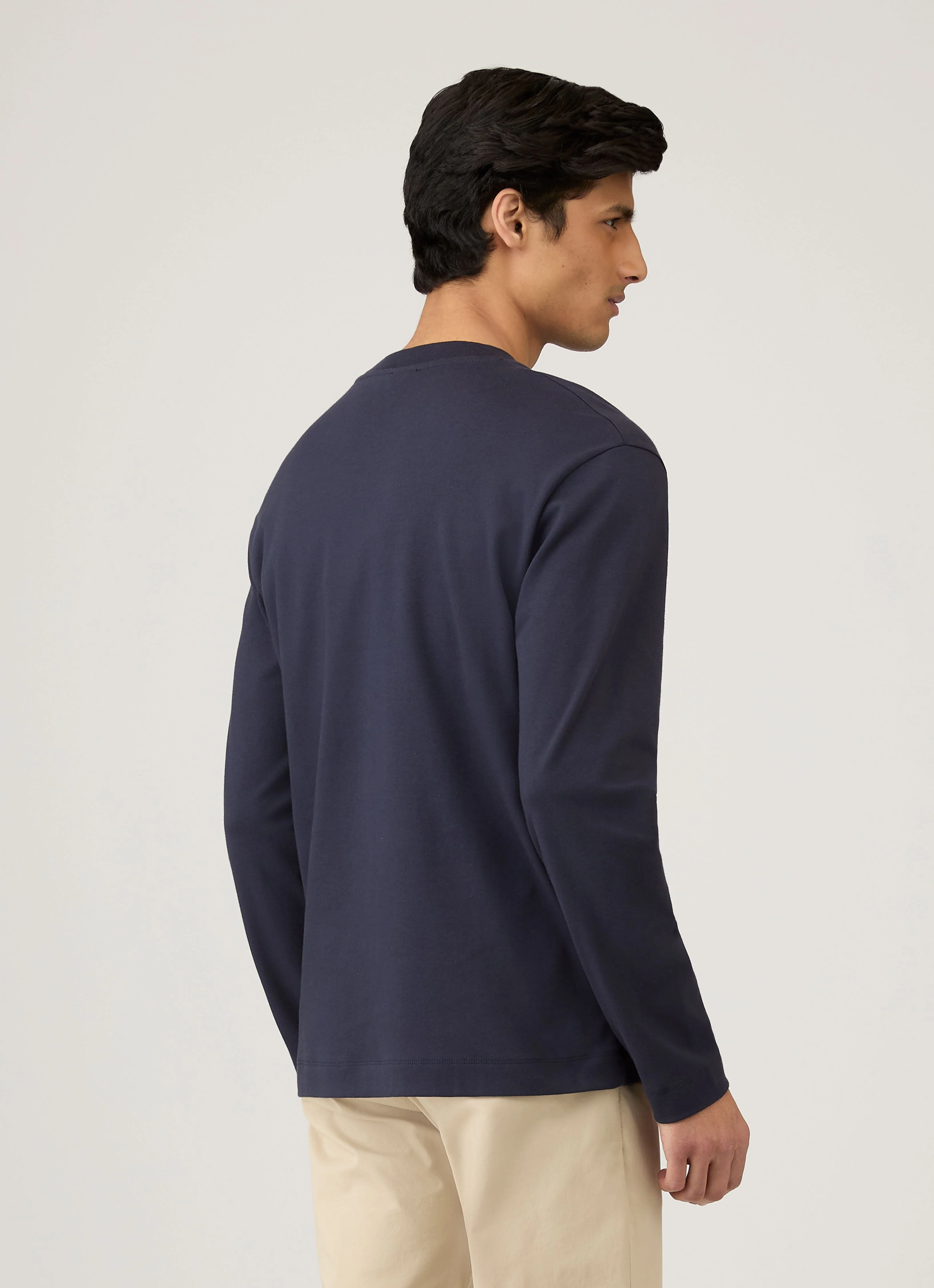 Men's Long Sleeve Heavyweight T-shirt in Navy - Image 5