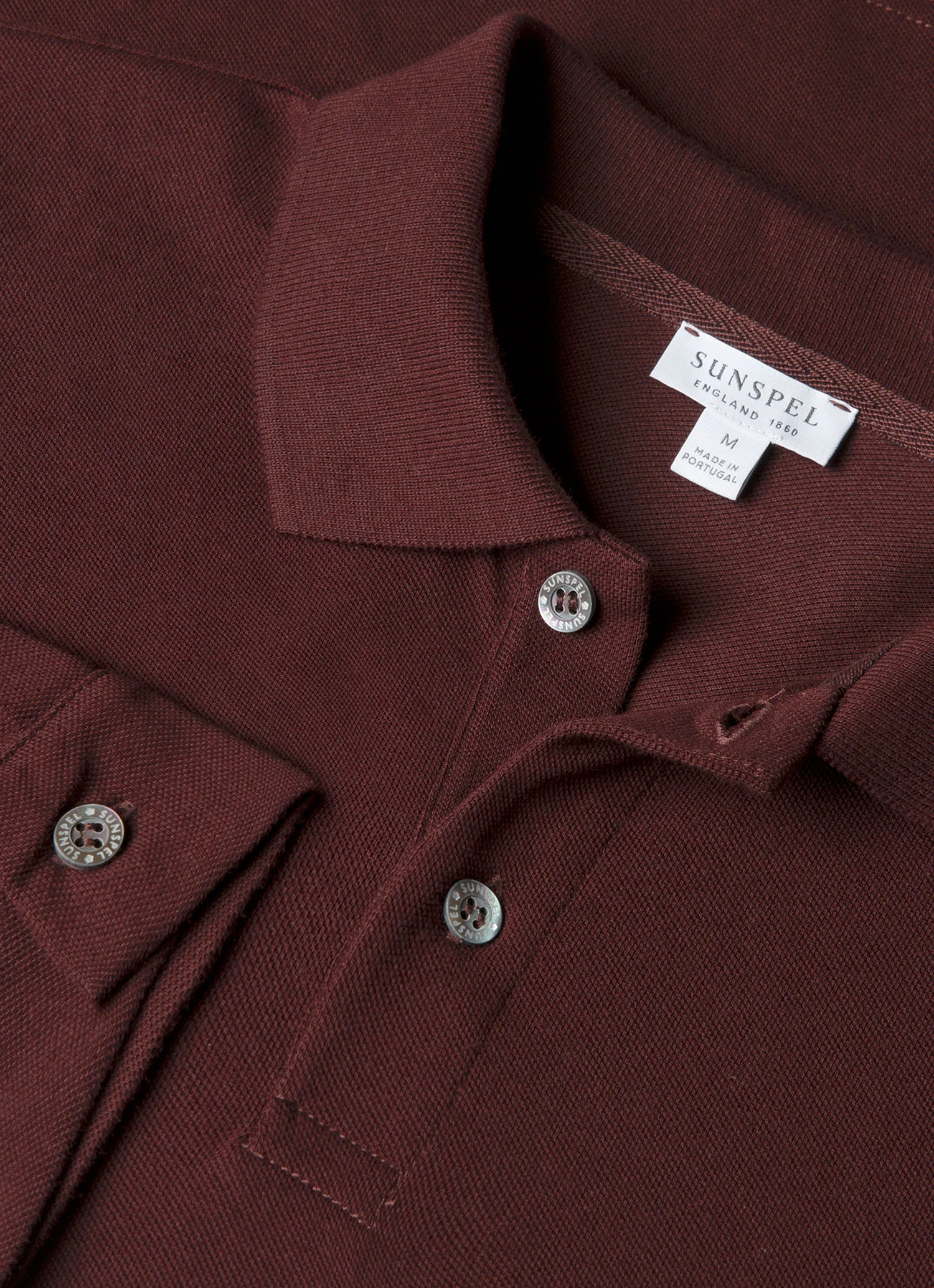 Men's Long Sleeve Piqué Polo Shirt in Bakelite - Image 4