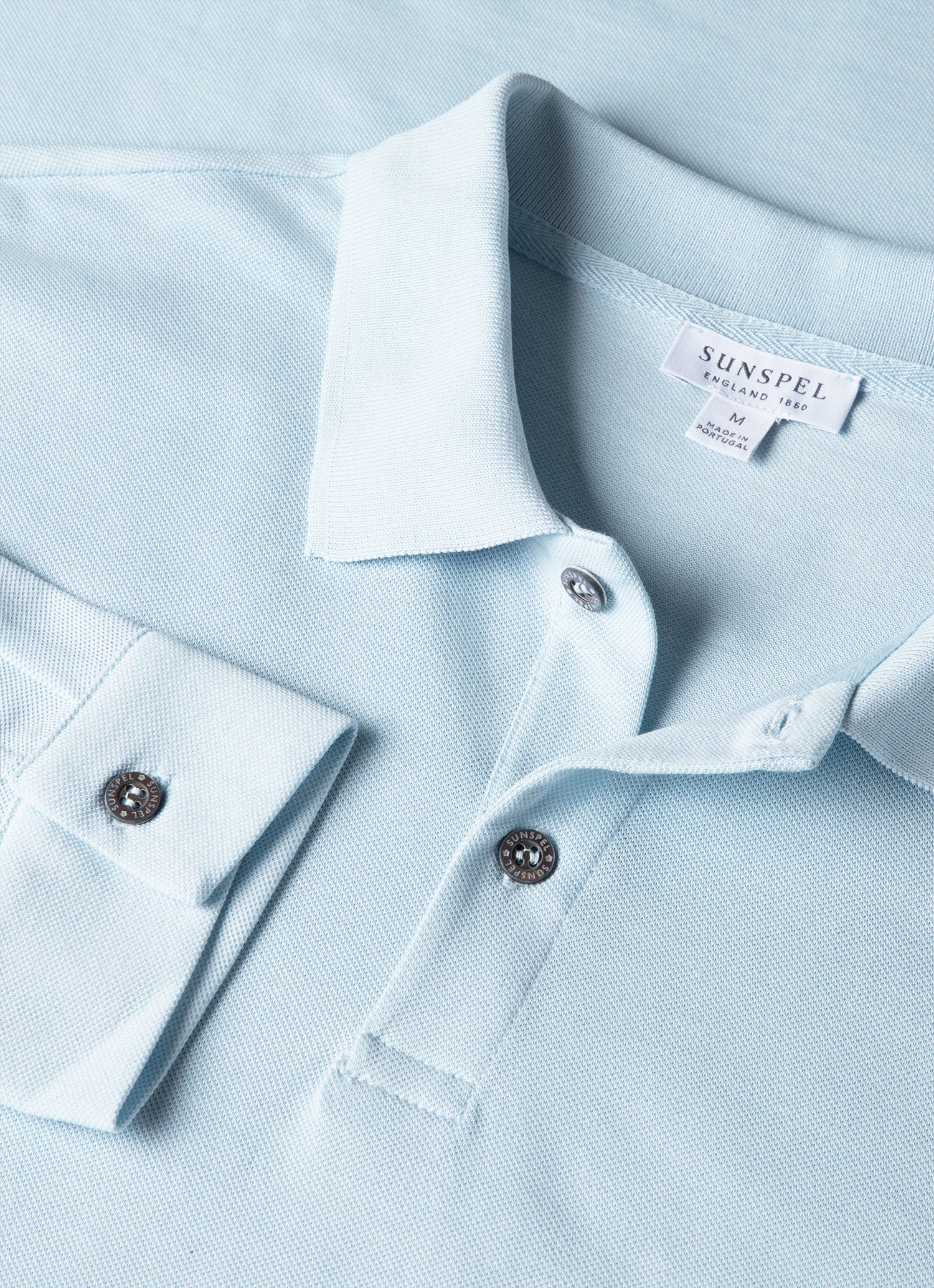 Men's Long Sleeve Piqué Polo Shirt in Frost Blue - Image 4