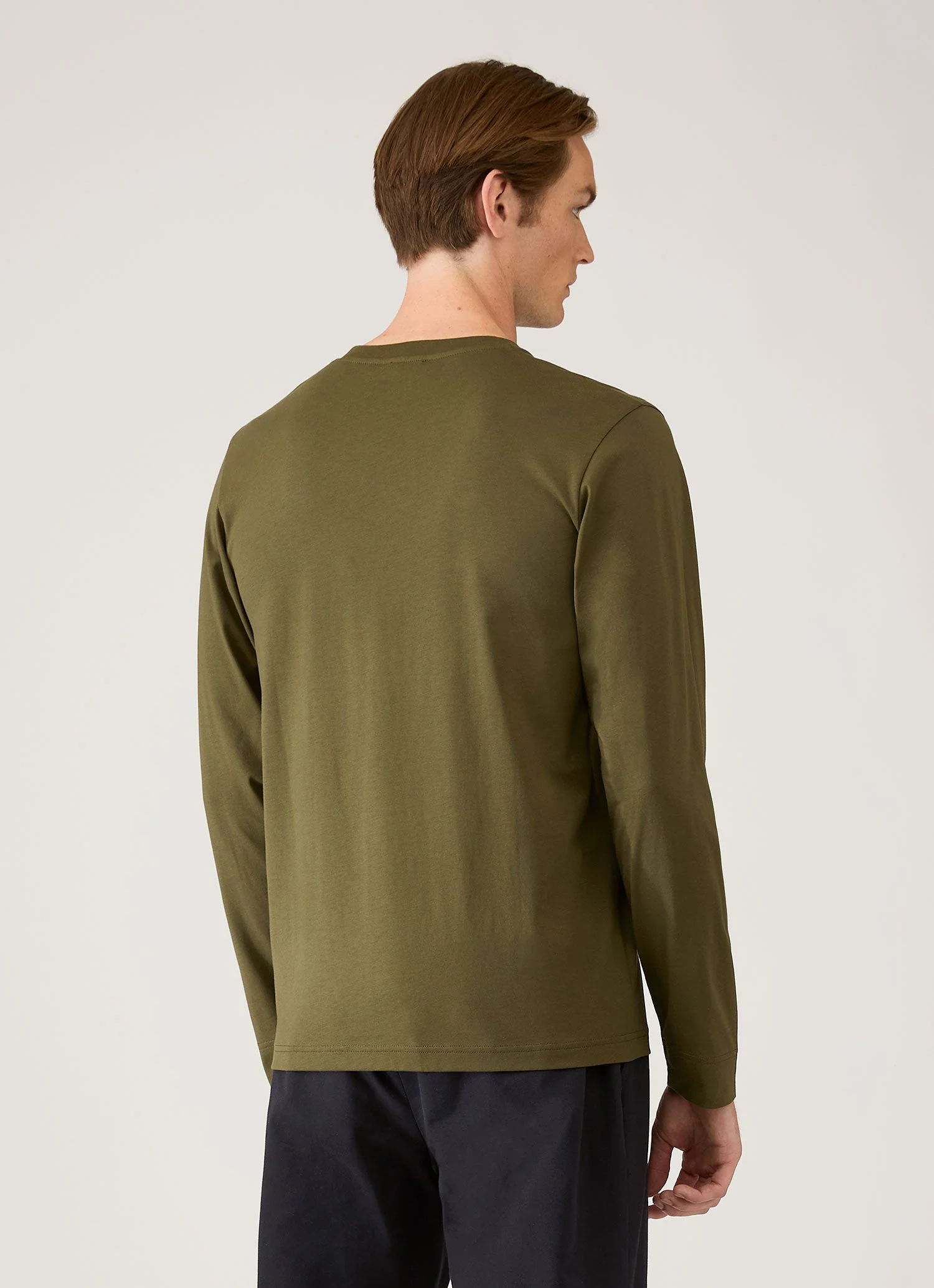 Men's Long Sleeve Riviera Midweight T‑shirt in Deep Olive - Image 5