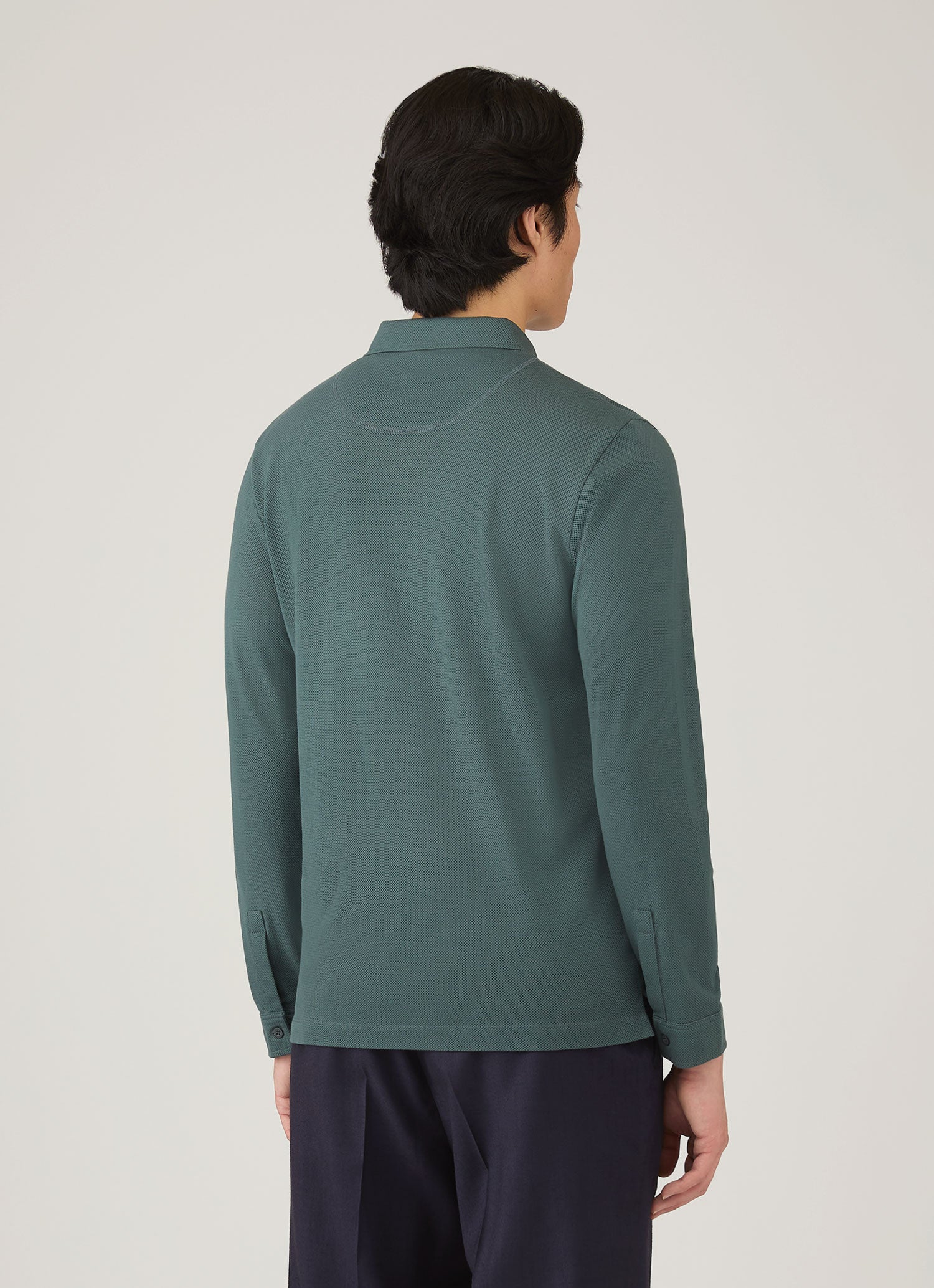 Men's Long Sleeve Riviera Polo Shirt in Dark Petrol - Image 5